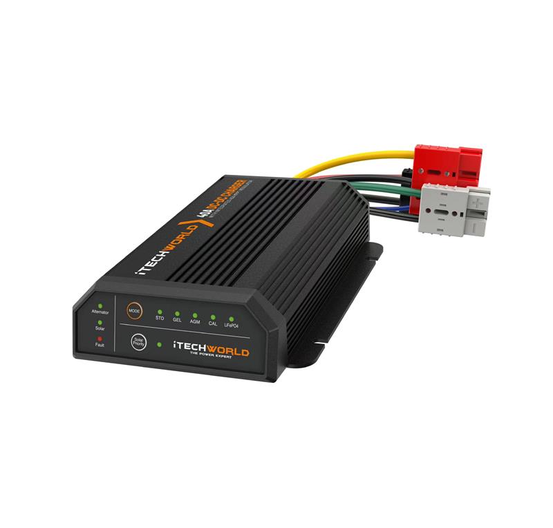 iTECHDCDC40 40A DC-DC & MPPT Battery Charger for 12V/24V Systems - Perfect for RVs, Boats, Solar Power & Off-Grid Applications