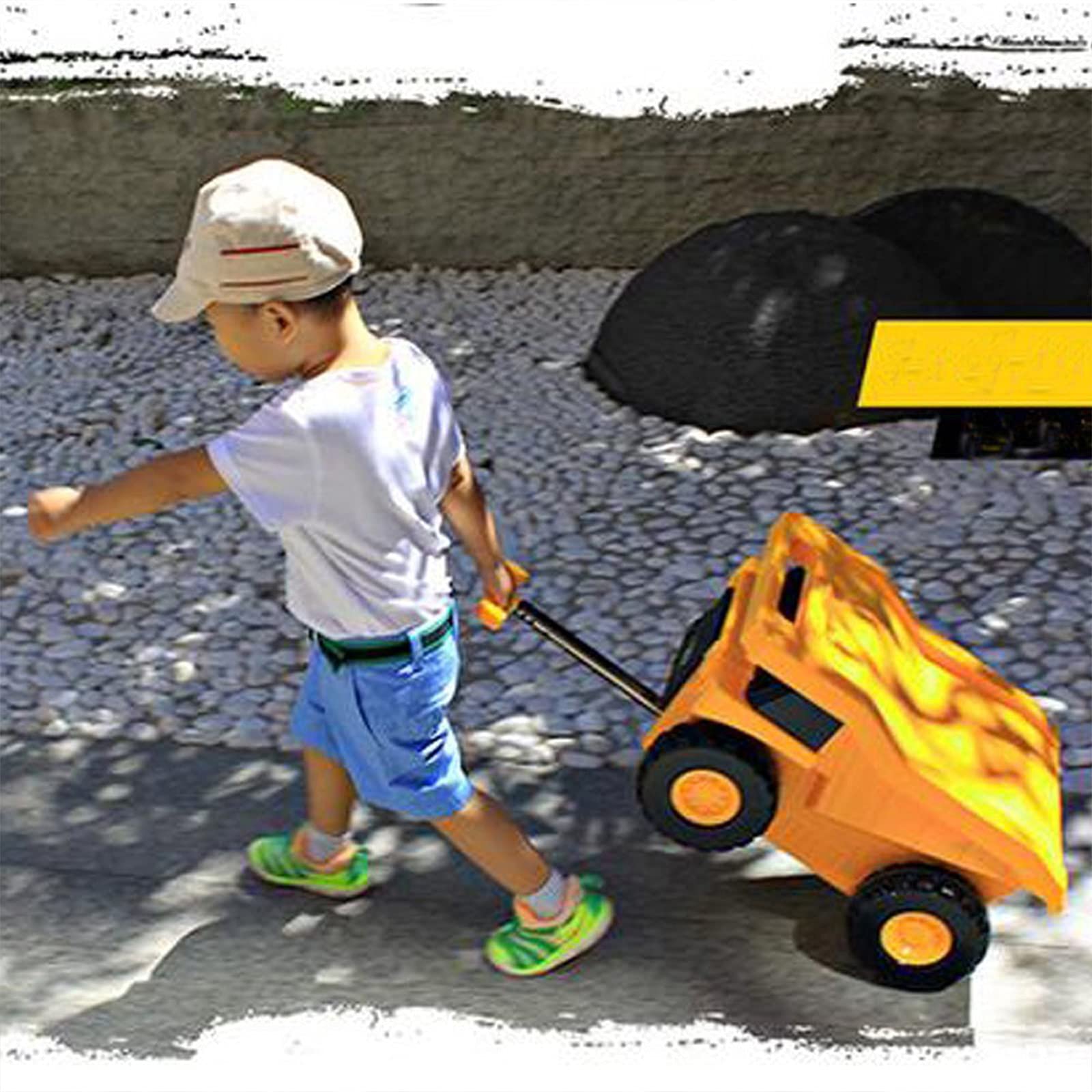Monster Truck Design Kids Travel Suitcase - Lightweight Toddler Luggage with Smooth Rolling Wheels (Yellow) - Perfect for Airplane Trips, Road Travel & Preschool Carry-On