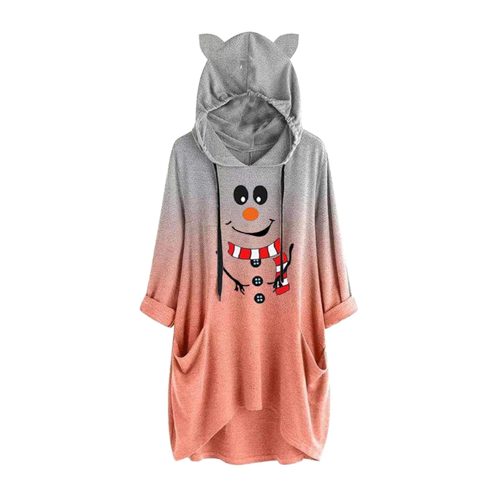 Women's Christmas Print Hooded Sweatshirt - Cozy Long Sleeve Pullover for Casual Wear & Holiday Outfits | Perfect for Winter Parties, Gift Giving & Festive Gatherings