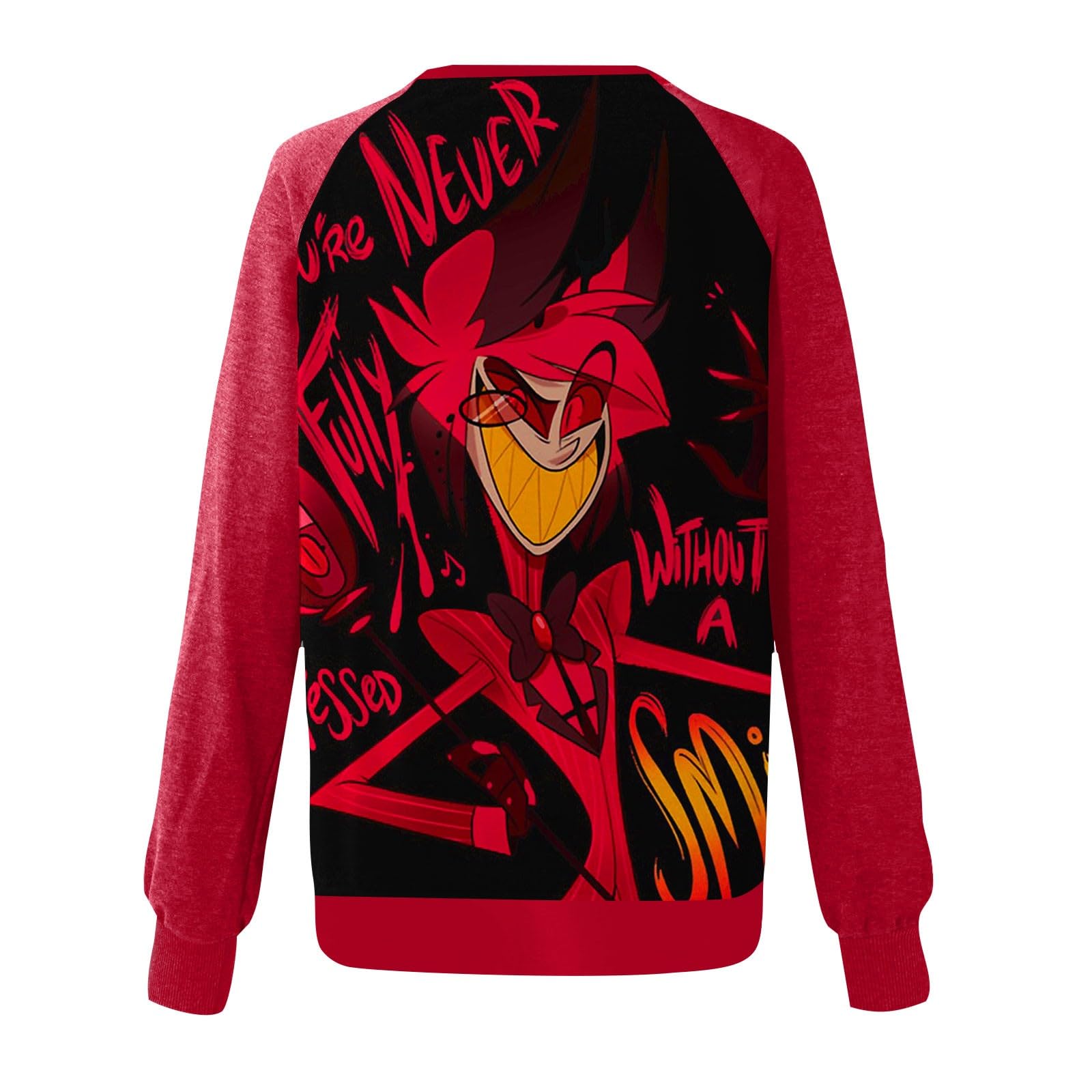 Hazbin Hotel Merch Long Sleeve Sweatshirt - Women's Anime Pullover Cosplay Top (Hell Inn) | Casual Wear, Gift for Fans, Halloween Costume, Convention Outfit