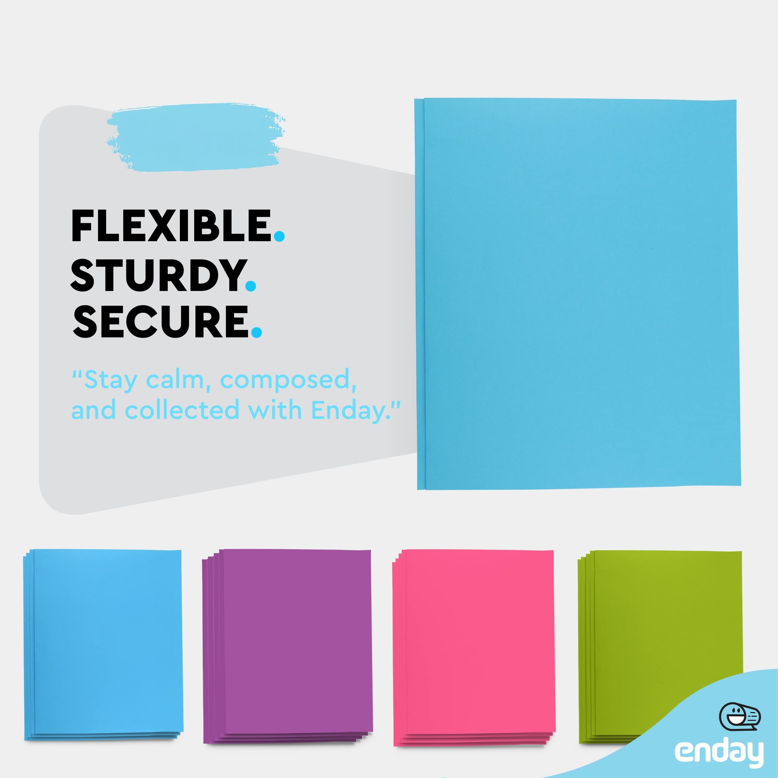 Enday 192-Pack 2-Pocket Folders with 3-Prong Fasteners - Letter Size School & Office Supplies in Blue, Purple, Green, Pink - Perfect for Classroom Organization, Homework Assignments & Document Storage