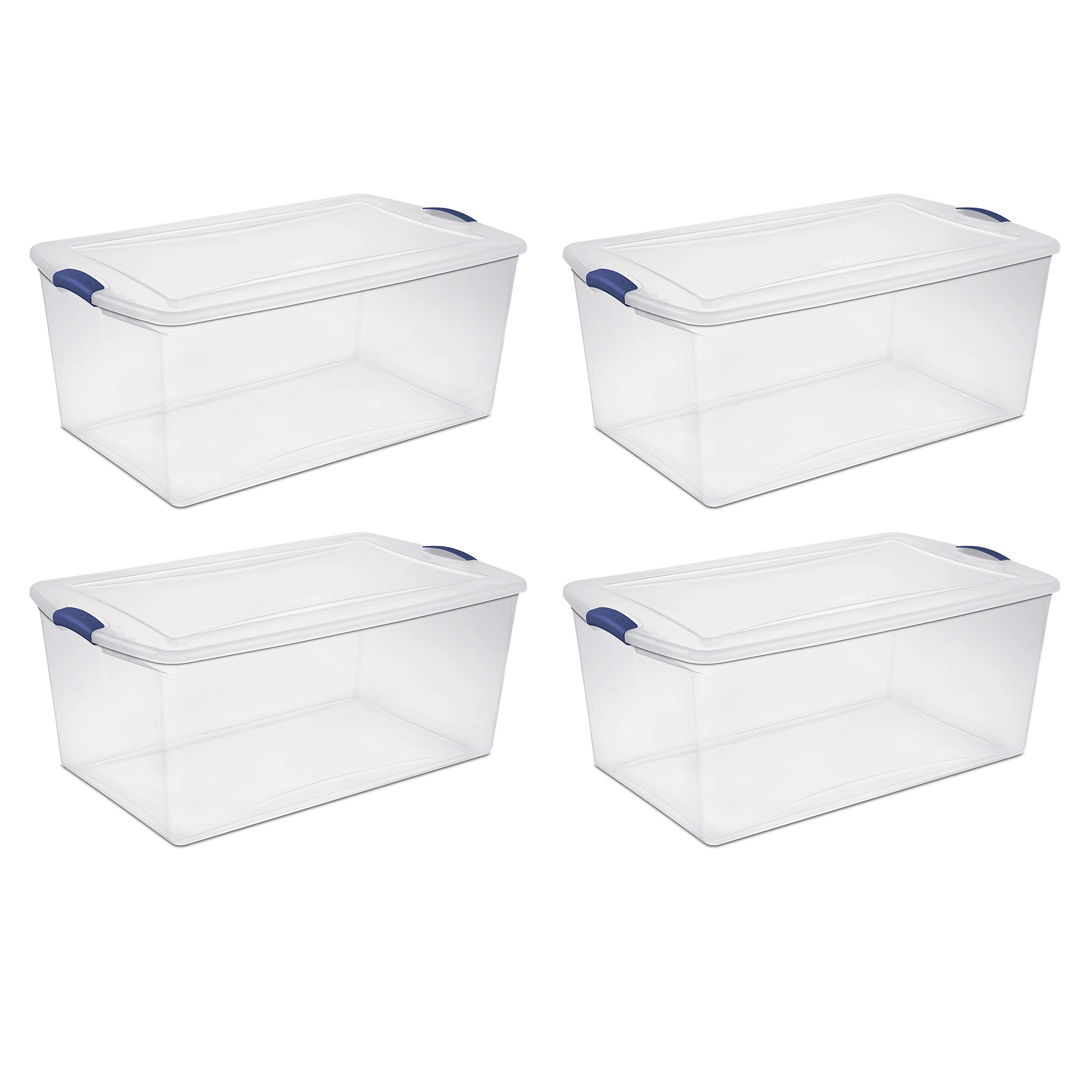 Sterilite 105 Quart Latch Storage Box - Set of 4, Stadium Blue - Perfect for Home Organization, Garage Storage & Moving Supplies