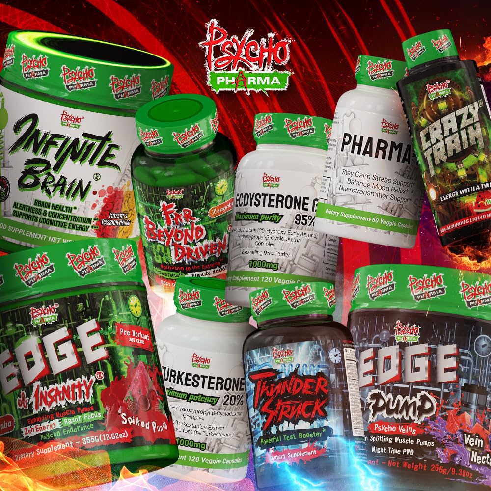 Psycho Pharma Edge of Insanity Pre-Workout Supplement 305g - Boost Energy & Focus for Intense Gym Sessions & Bodybuilding