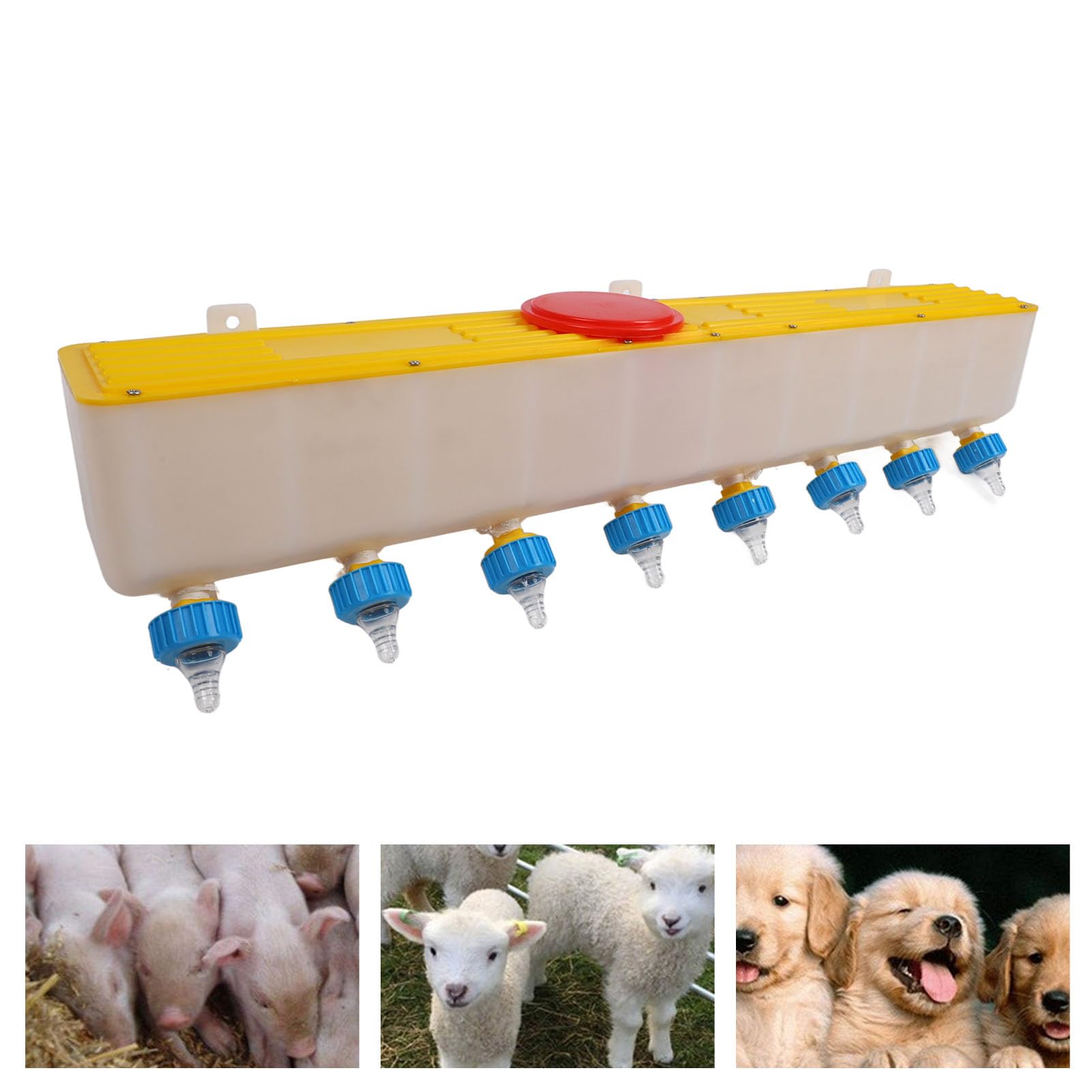 10L Calf & Goat Milk Feeder with 8 Nipples - Heavy Duty Lamb Milk Feeding Bucket for Sheep, Calves, and Nursing Animals - Ideal for Farm, Ranch, and Livestock Care
