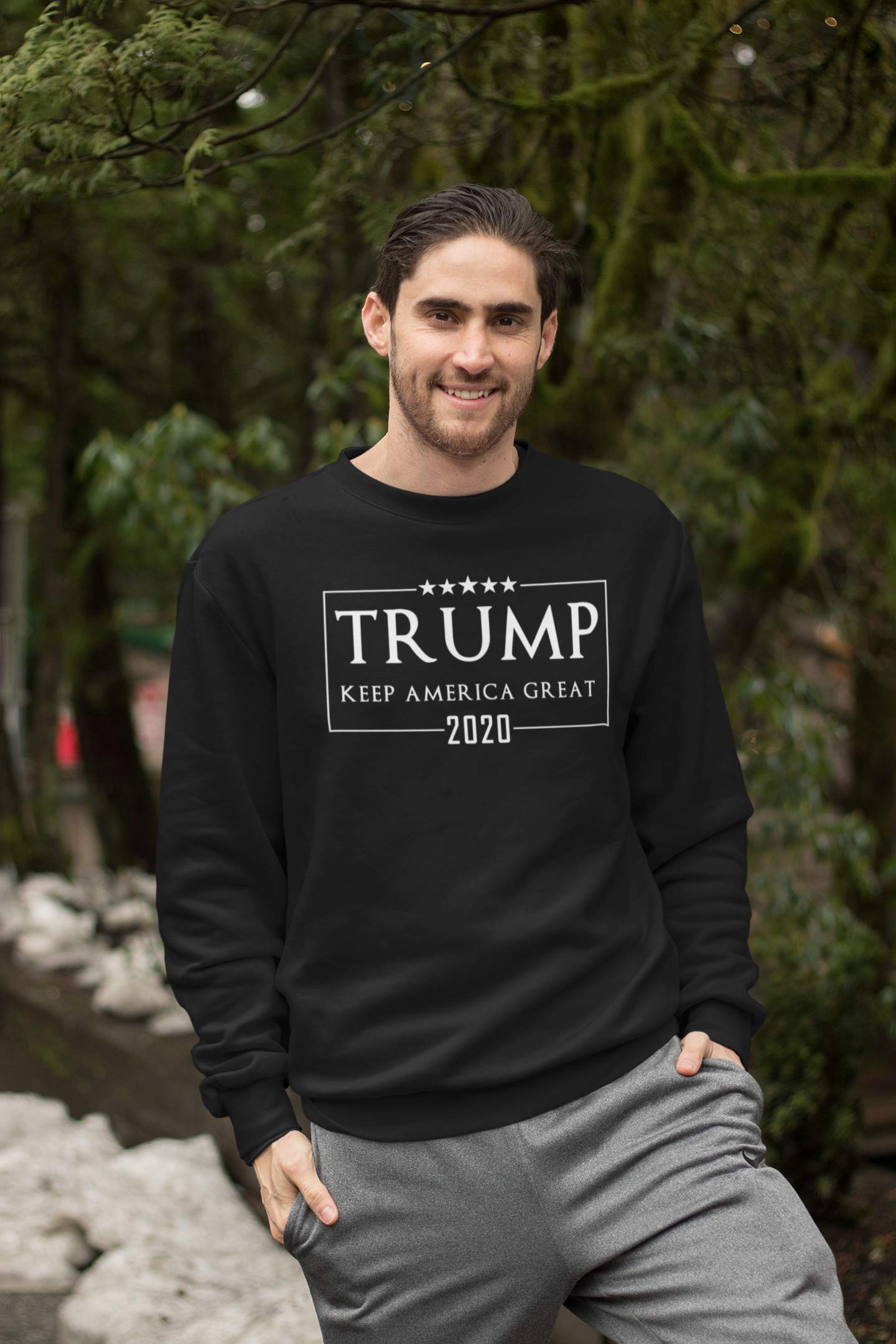 Kropsis Five Star Trump Keep America Great 2020 Election Crewneck Sweatshirt - Patriotic Political Apparel for Campaign Supporters & Conservative Events