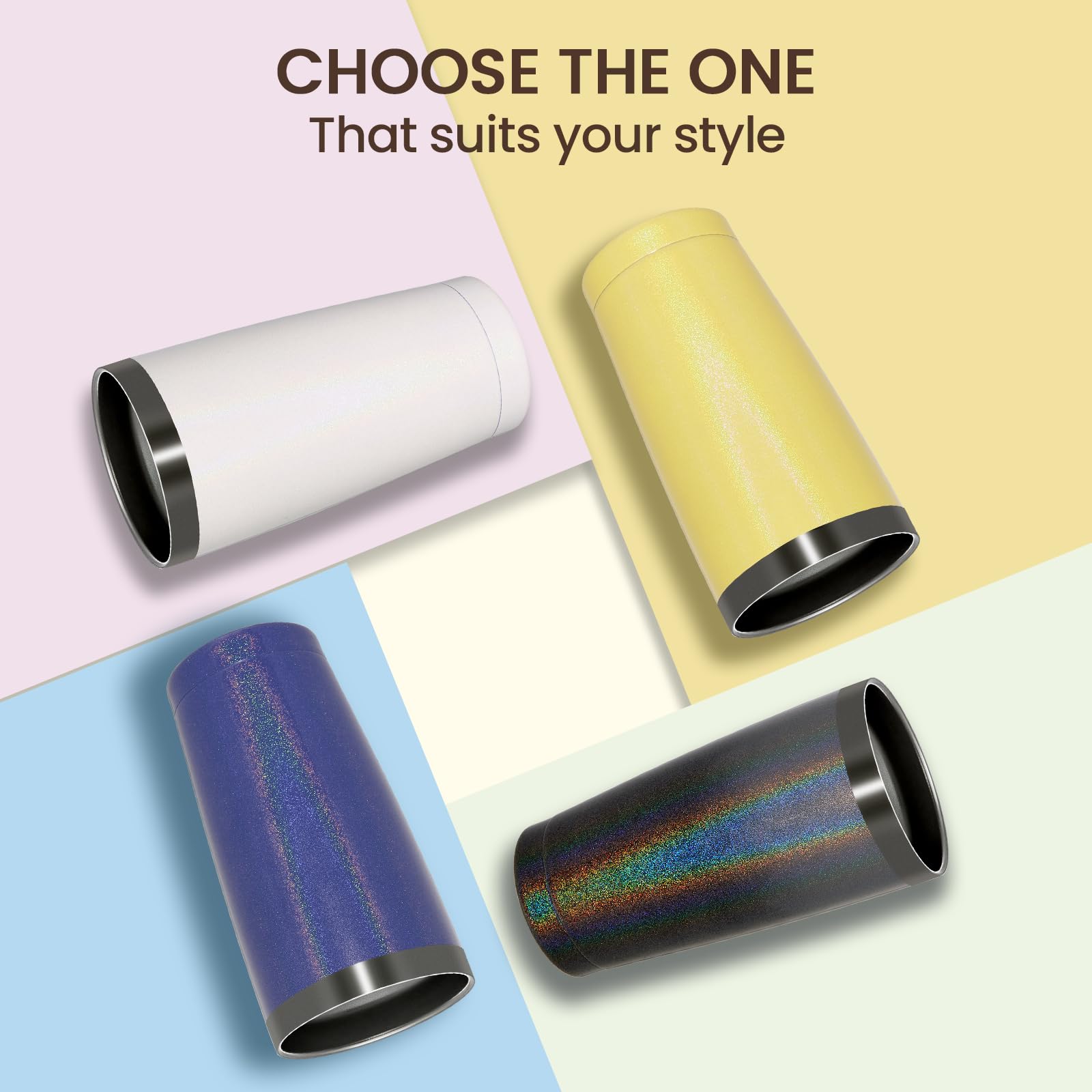 MEWAY 20oz Stainless Steel Tumbler 12 Pack - Double Wall Vacuum Insulated Glitter Travel Mug with Lid & Straw, Powder Coated Coffee Cup Set for Women (Rainbow Yellow, 12 Count) - Perfect for Office, Gym, Travel & Outdoor Activities