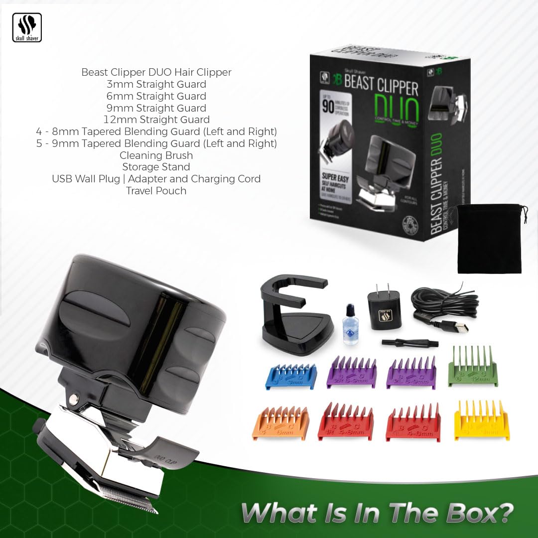 Skull Shaver Pitbull Platinum Pro Electric Razor with Beast Clipper Duo & Forte 4 Replacement Blades - Ultimate Men's Grooming Kit for Head Shaving, Beard Trimming & Body Hair - Perfect Gift for Father's Day, Birthday & Christmas