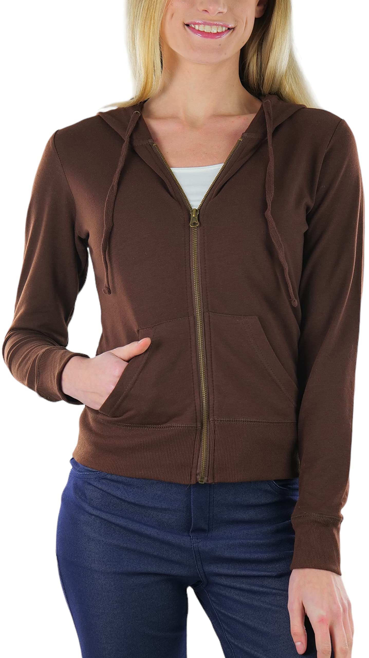 ToBeInStyle Junior's Cotton Long Sleeve Zip Up Hoodie for Girls | Cozy Pullover Jacket with Front Pocket | Perfect for School, Casual Wear & Outdoor Activities