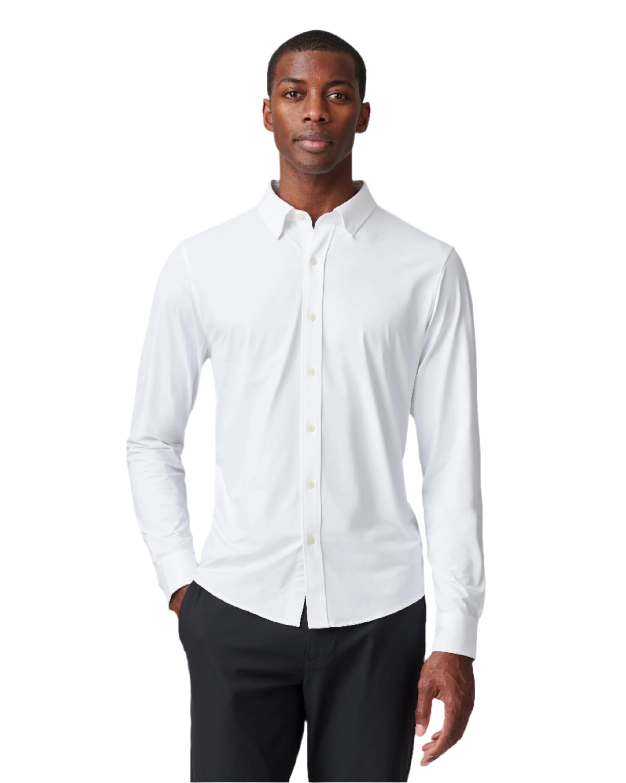 Rhone Men's Commuter Performance Dress Shirt - Wrinkle Resistant Slim Fit Button Down Shirt for Business & Travel - Machine Washable Office & Casual Wear