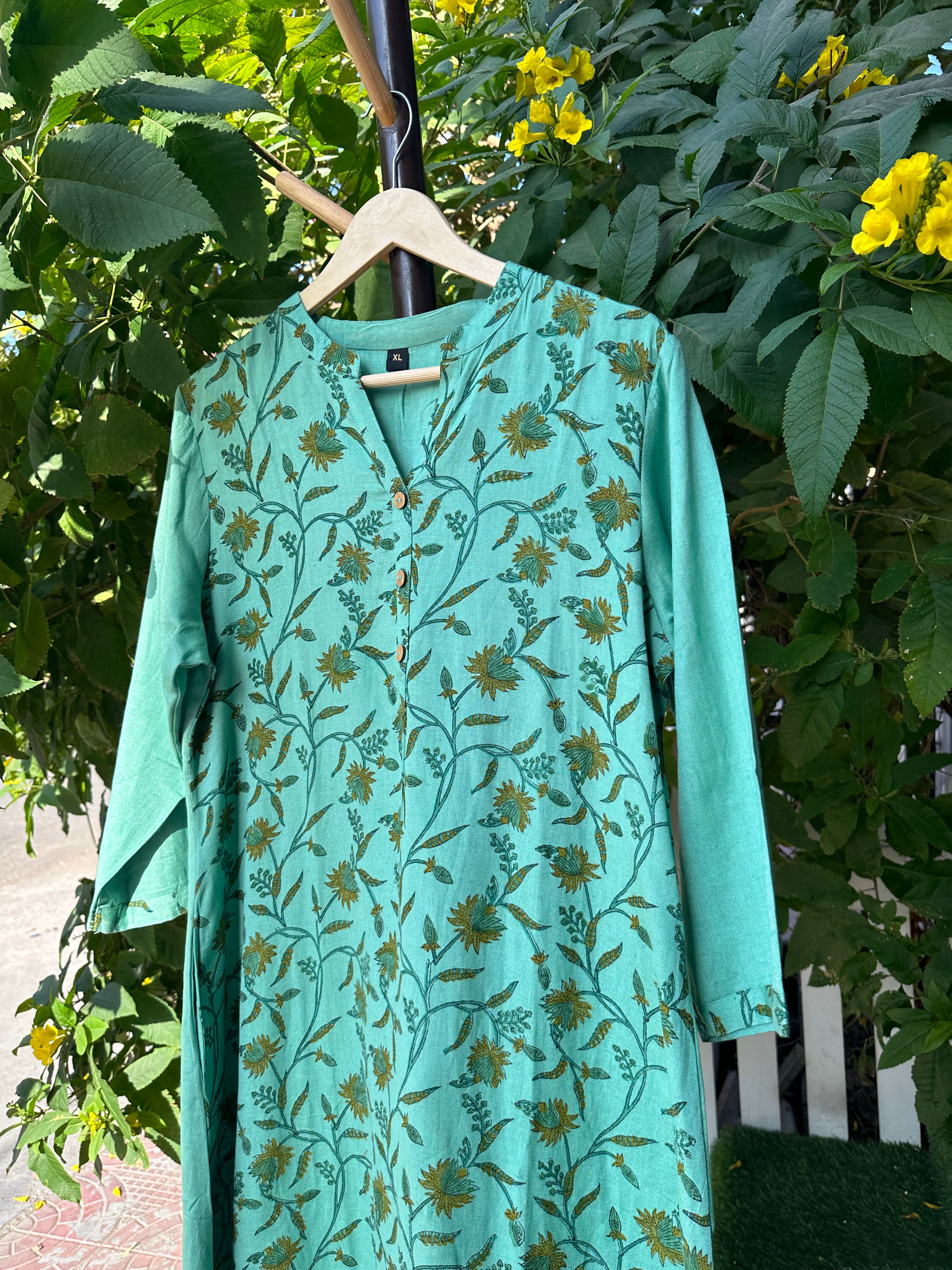 Eco-Friendly Cotton Block Print Kurta for Women | Handmade Indian Ethnic Wear | Perfect for Festivals, Weddings & Casual Outings