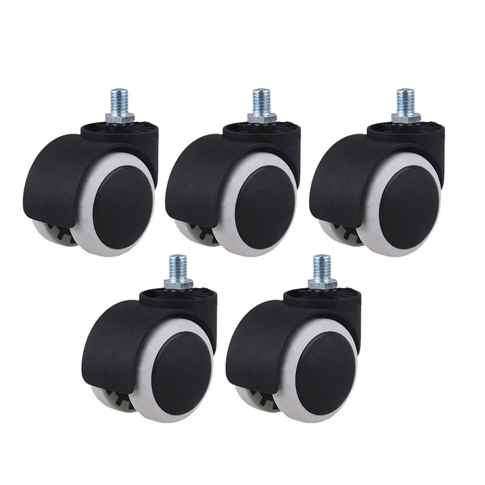 BROHN Swivel Caster Wheels for Office Chairs, Furniture Replacement Wheels, Threaded Stem Casters for Sofa Beds, Storage Shelf Wheels - Pack of 5 | Smooth Rolling for Home Office, Living Room & Bedroom Furniture