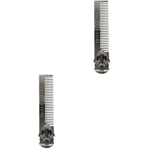 FRCOLOR 2-Pack Steel Beard Comb & Mustache Comb for Men - Durable Grooming Comb for Beard Styling, Punk Rock Hair, and Shower Use - Perfect for Daily Grooming & Styling Needs