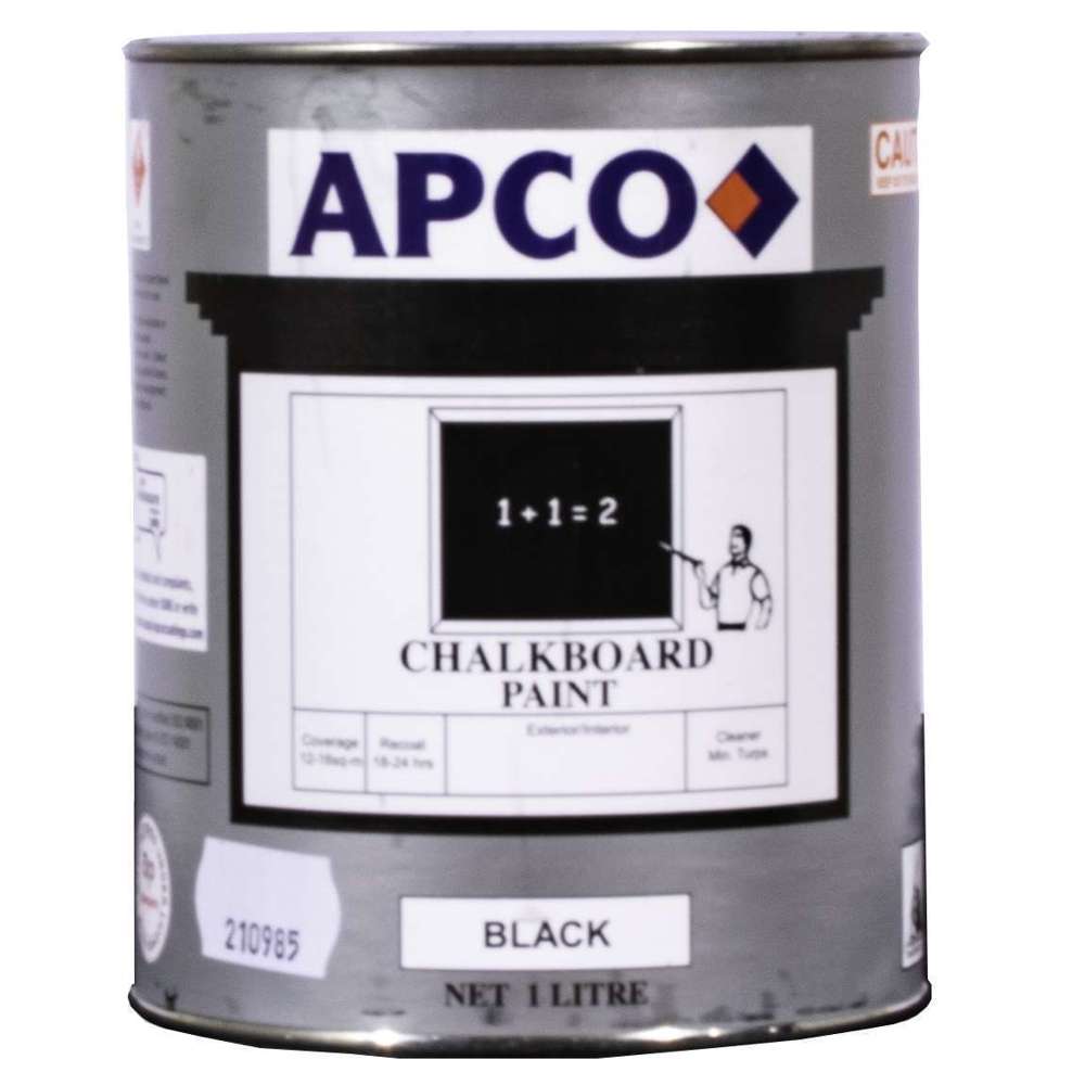 Apco Black Chalkboard Paint 1L - Transform Walls, Furniture & DIY Projects into Writable Surfaces