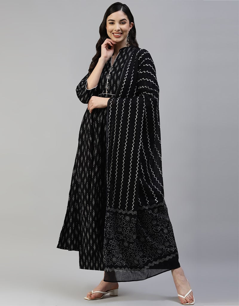 Stylish Black Cotton Palazzo Suit for Women - Comfortable & Elegant Outfit for Summer, Beach, Vacation & Casual Wear