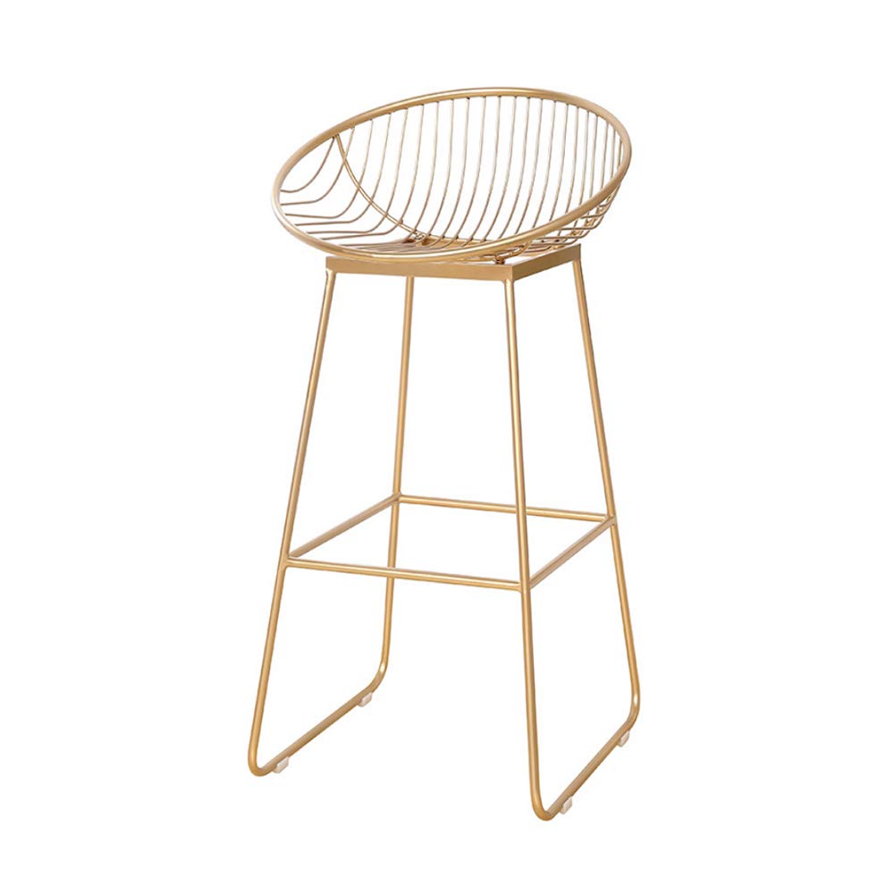 30 Inch Gold Grille Wrought Iron Bar Stool with Cotton Linen Blend Cushion - 75cm Seat Height for Restaurants, Bars, Cafes & Reception Areas - Perfect for Commercial & Home Bar Counter Seating