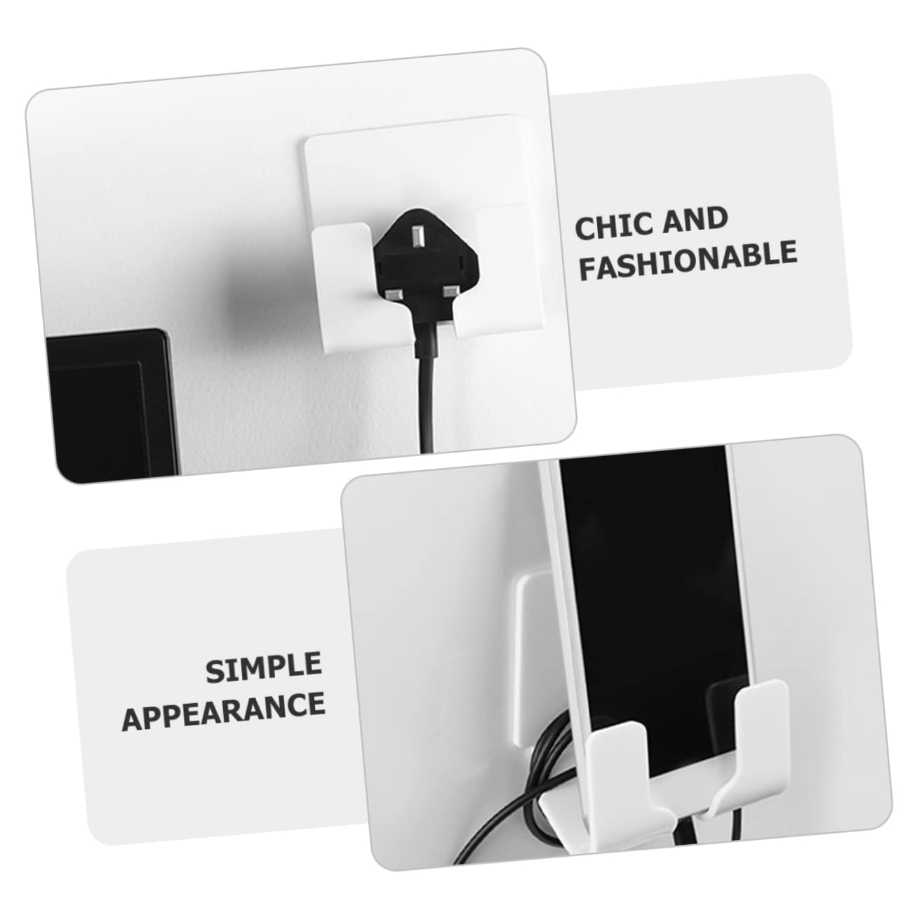3-Piece Clear Acrylic Phone Stand & Wall Mount Holder - Universal Smartphone Dock for Desk, Office, Kitchen, Bedroom - Space-Saving Outlet Shelf for Charging & Hands-Free Viewing