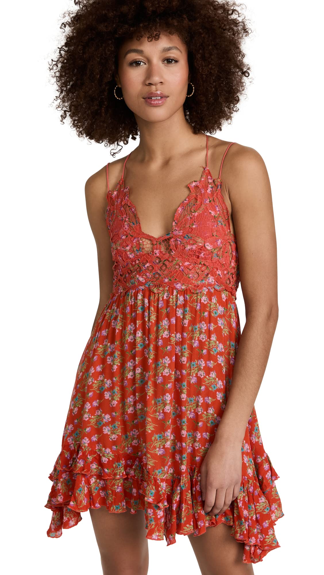 Free People Women's Adella Printed Mini Slip Dress - Floral Summer Dress for Beach, Vacation & Date Night | Boho Chic Sleeveless Slip Dress for Women