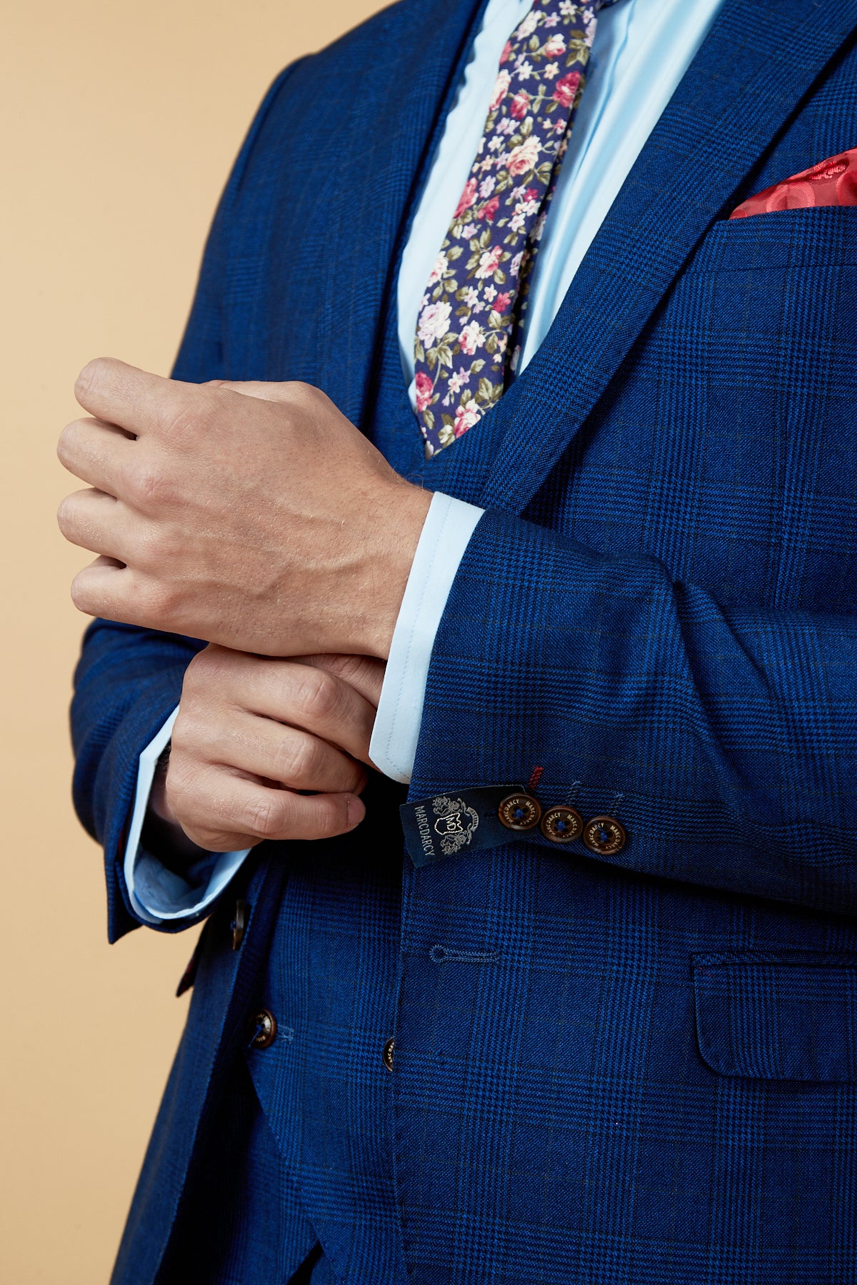 GEORGE Men's Royal Blue Checkered Blazer - Stylish Formal Jacket for Business, Office, and Special Occasions