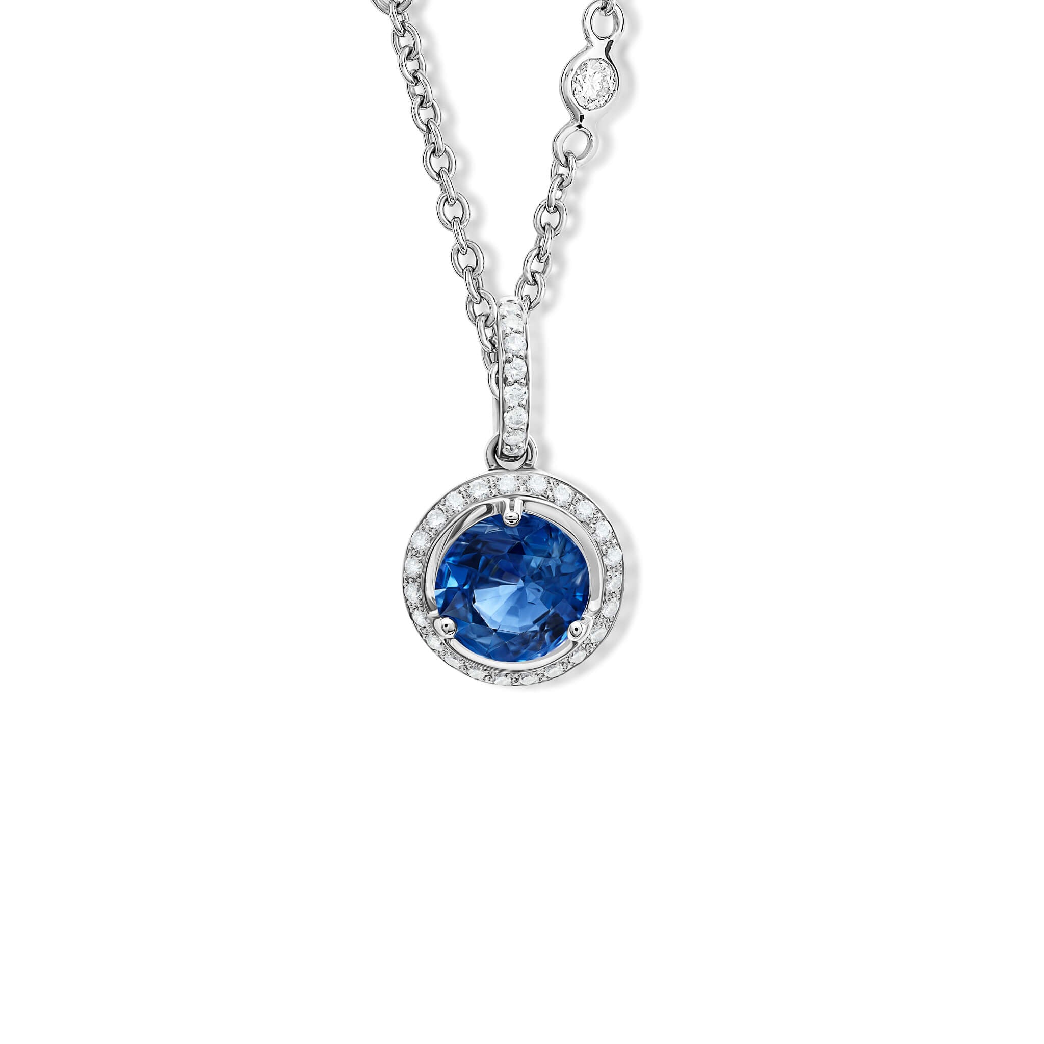 18ct White Gold Kyanite & Diamond Pendant Necklace - Elegant Jewelry for Women, Perfect for Weddings, Anniversaries & Special Occasions