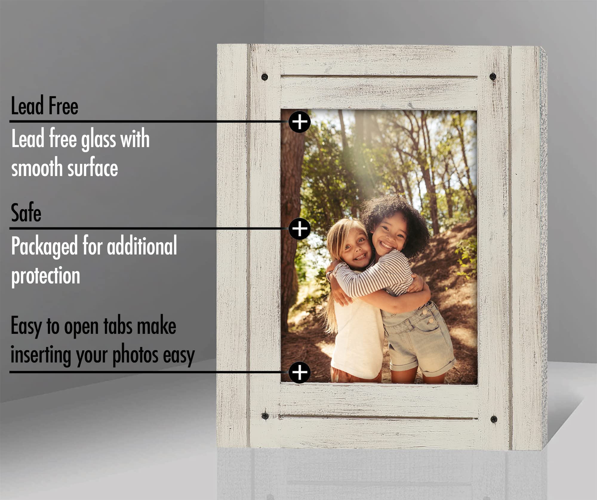 Americanflat 6x8 Picture Frame - Crystal Clear Glass, Distressed Wood - Wall & Tabletop Display for Home Decor
