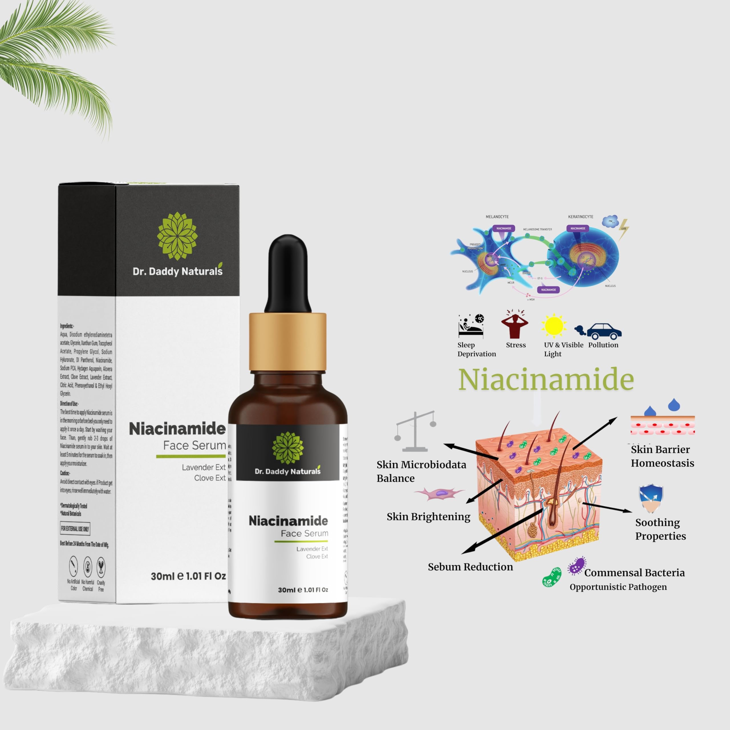 Dr. Daddy Naturals Niacinamide Face Serum 30ml - Dark Spot Corrector for Hyperpigmentation, Brightening & Even Skin Tone | Daily Skincare for Glowing Complexion