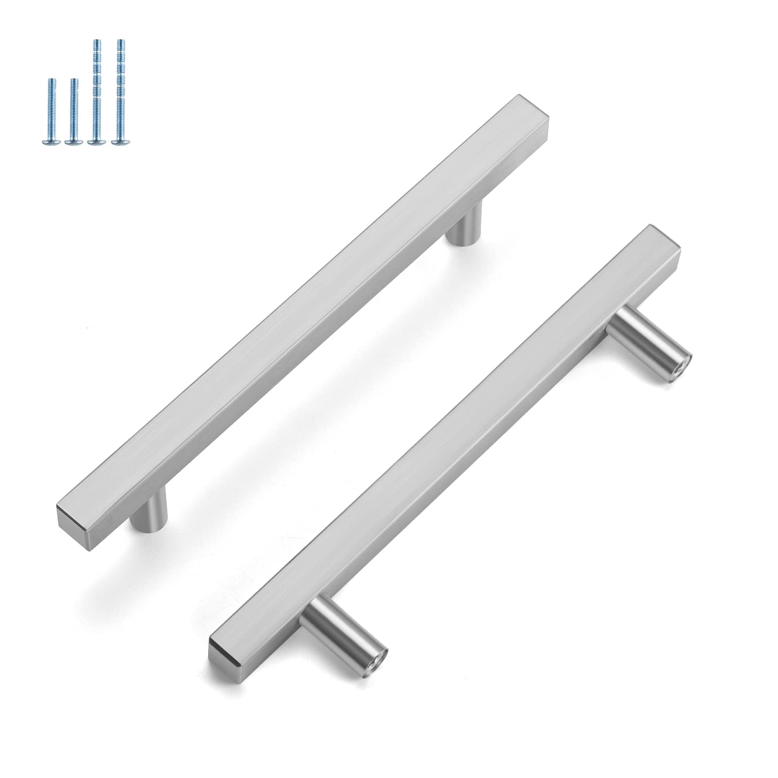 30 Pack Brushed Nickel Cabinet Handles - HDJ22SN Square Bar Drawer Pulls 4-1/2