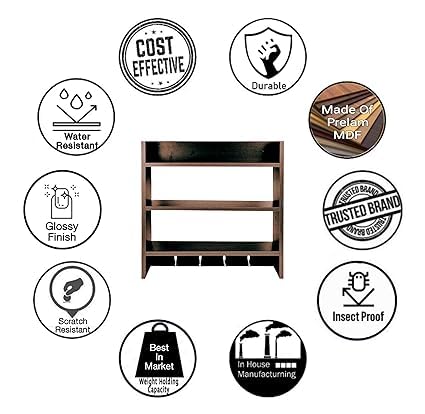 VOLDMART Wooden Kitchen Storage Rack - 3-Tier Organizer Shelf for Spices, Utensils & Cookware - Space Saving Kitchen Storage Solution for Pantry, Countertop or Cabinet