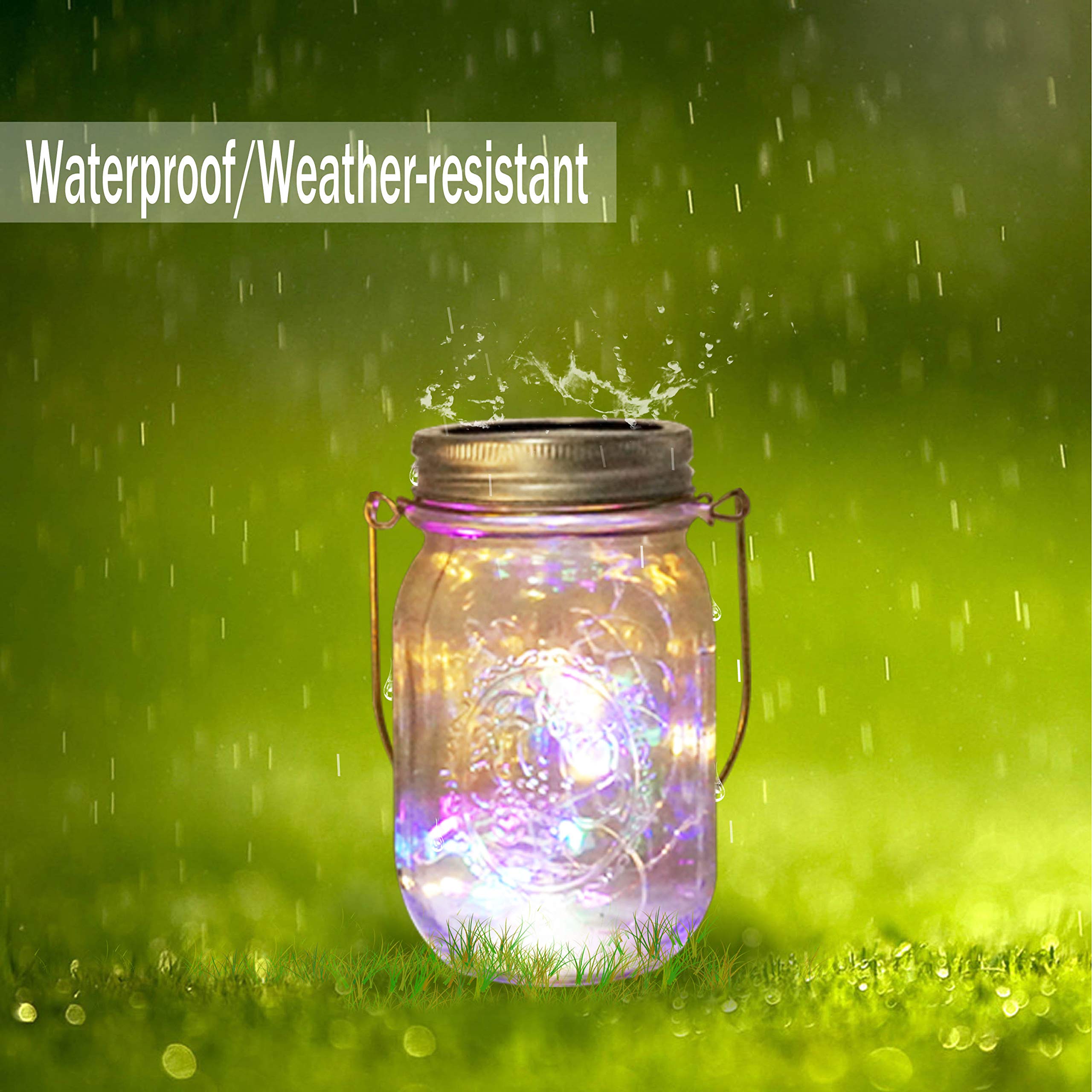 10 Pack Solar Mason Jar Lid Lights - 30 LED Waterproof Firefly Fairy String Lights with Hangers (Jars Not Included) | Outdoor Decorative Lighting for Patio, Garden, Wedding & Party Decor | Perfect for Backyard, Camping and Romantic Ambiance