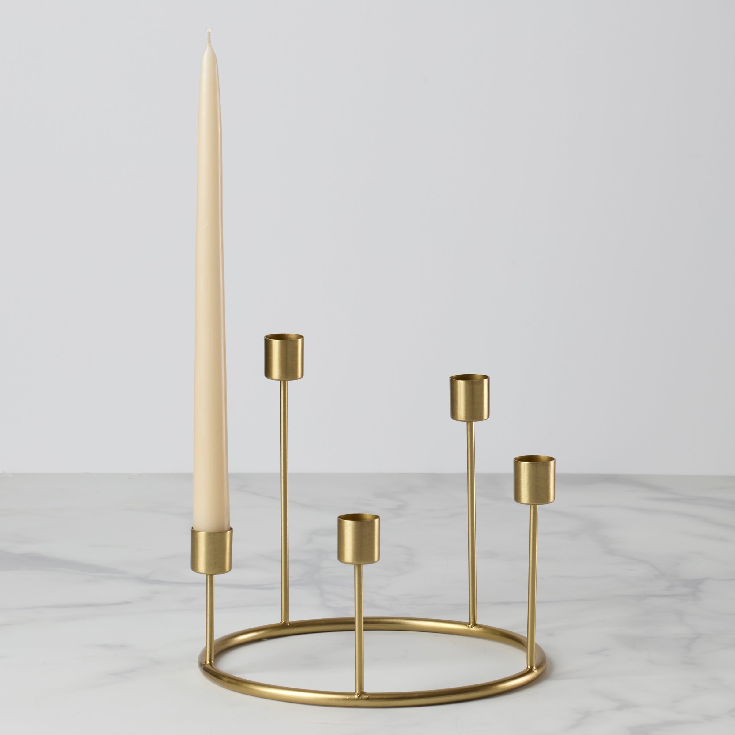 Kent Small Gold Candlestick Wreath - Elegant Decorative Candle Holder for Wedding, Christmas, and Home Decor