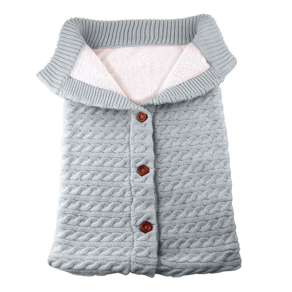 WOCACHI Unisex Baby Swaddle Blankets - Soft Thick Fleece Lined Knit Wool Blanket for Newborns, Infants, Boys & Girls - Cozy Stroller Wrap & Nursing Cover - Perfect for Sleeping, Swaddling & Outdoor Use (#4 Gray)