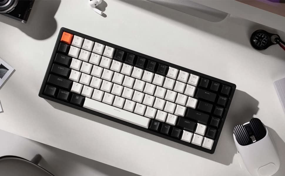 Keychron K2 V2 Wireless Mechanical Keyboard - 75% Compact 84-Key RGB Backlit, Hot-Swappable Gateron G Pro Blue Switch, Bluetooth/USB Wired for Mac & Windows, Aluminum Frame | Perfect for Gaming, Office Work & Programming