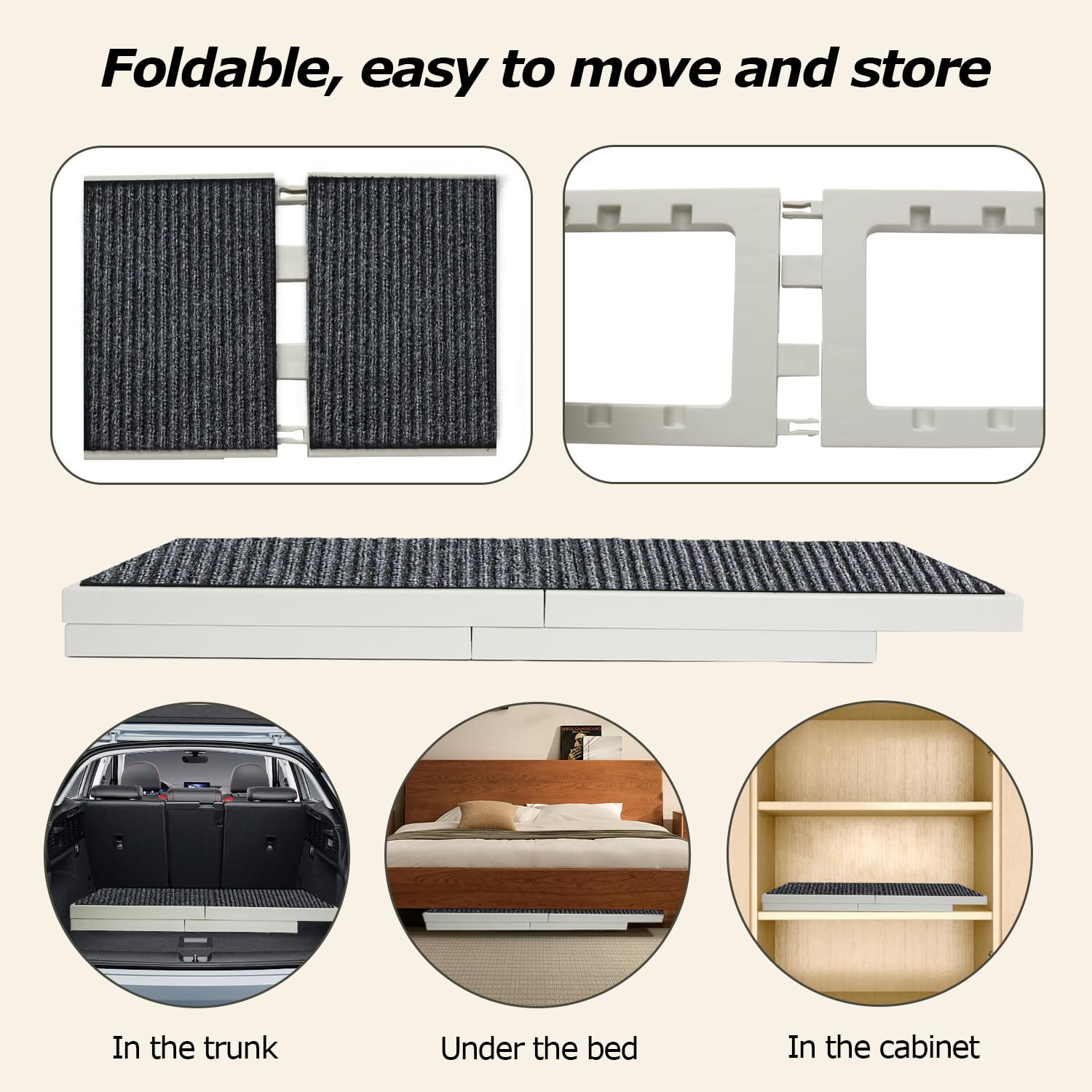 **Pawzone Adjustable Dog Ramp for Small Pets - Folding Collapsible Cat Ramp with Non-Slip Carpet - Portable Indoor Pet Ramp for Sofa, Chair, Bed - Perfect for Elderly or Injured Pets**