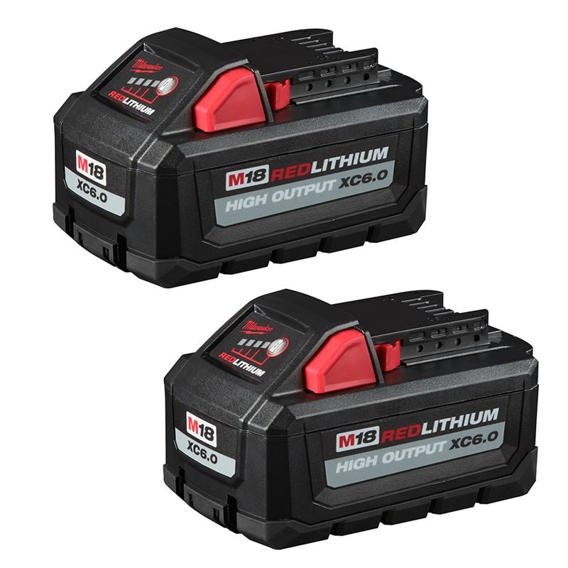 Milwaukee M18 18V REDLITHIUM HIGH OUTPUT XC 6.0Ah Lithium-Ion Battery Pack (2-Pack) - Power Tools Replacement Battery for Drills, Saws & Outdoor Equipment