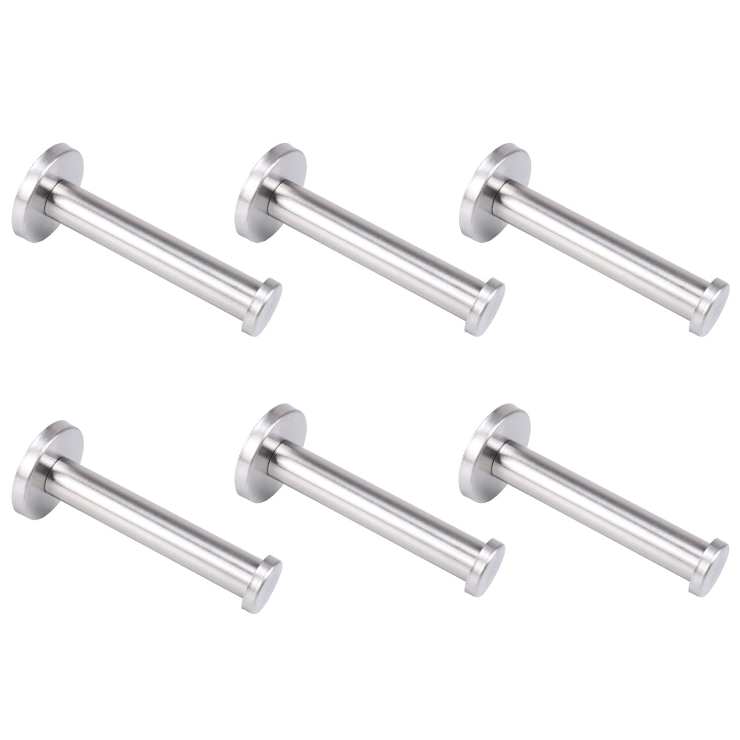 Stainless Steel Bath Towel Hooks 6-Pack - Heavy Duty Wall Mounted Robe Hooks for Bathroom, Bedroom & Kitchen - 4 Inch Brushed SUS 304 Clothes Hangers - Perfect for Hanging Towels, Coats & Robes