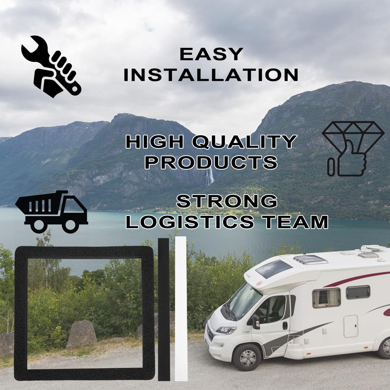 14-Inch x 14-Inch Universal Camper Roof AC Gasket Kit - Waterproof Compression Seal, Self-Adhesive Frame Gasket & Leveling Pads (25071) - Perfect for RV, Travel Trailer & Motorhome Air Conditioner Installation & Repair
