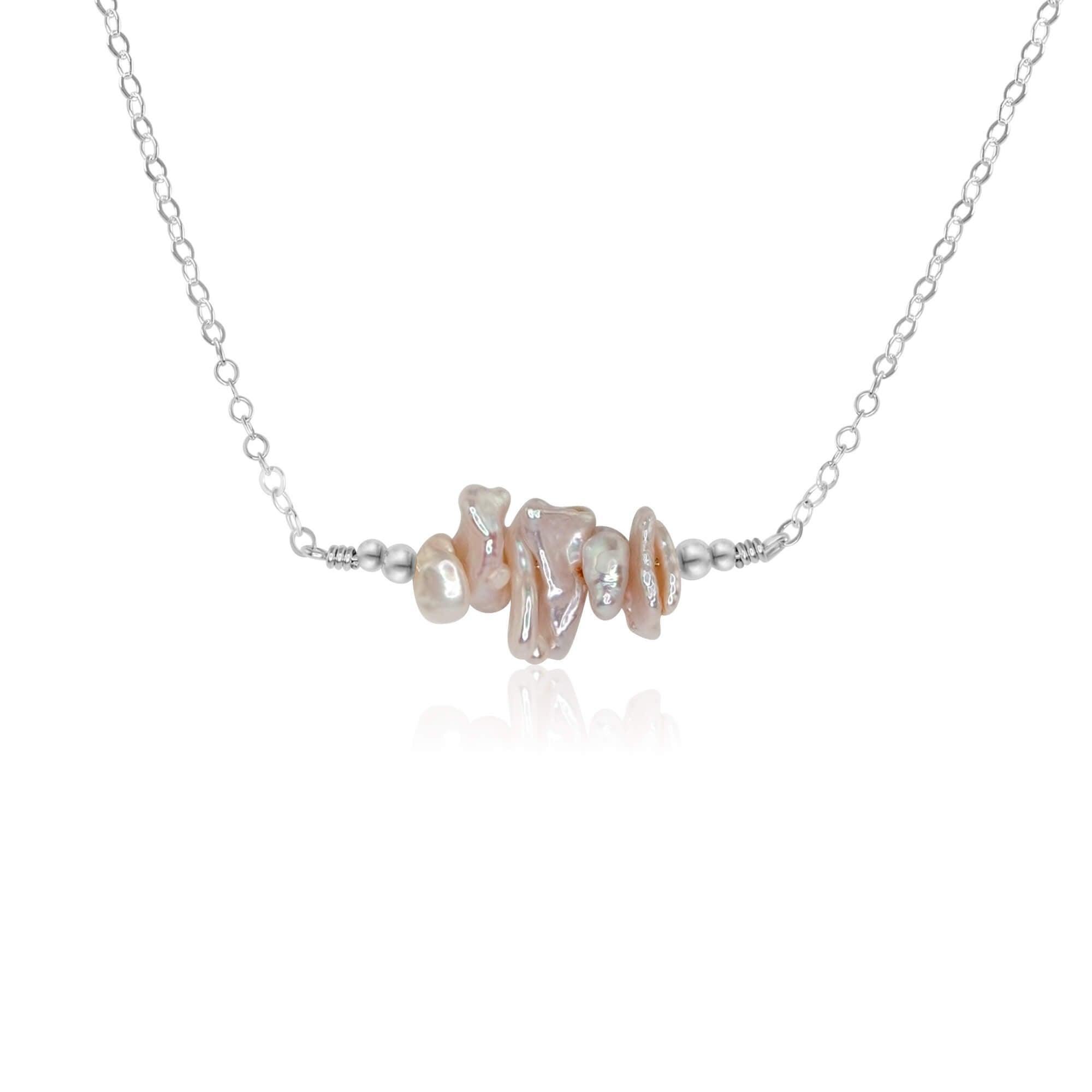 Elegant White Freshwater Pearl Chip Bead Bar Necklace - Dainty Layering Jewelry for Women, Perfect for Weddings, Date Nights & Everyday Wear