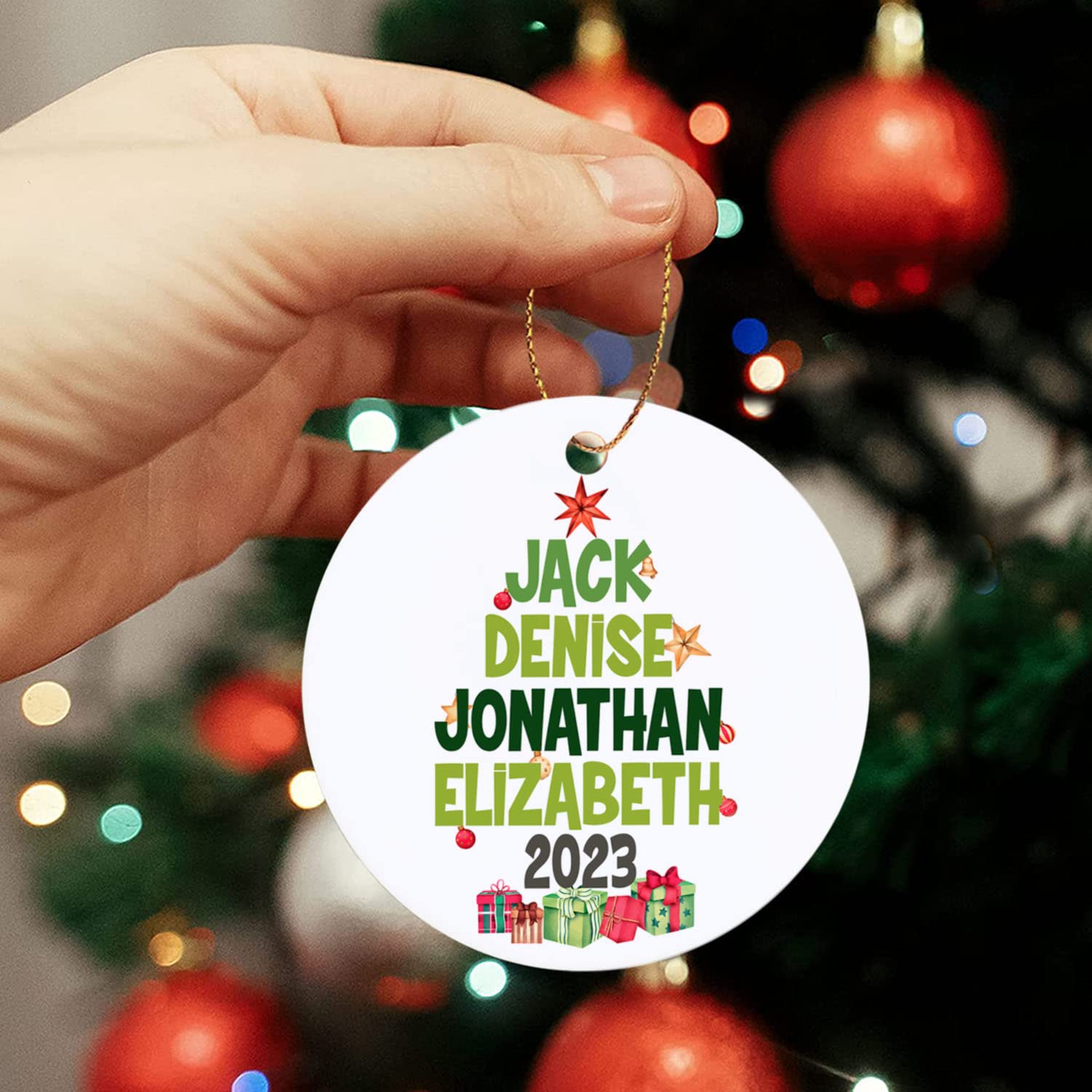 Personalized Family Name Christmas Ornament 2025 - Custom Engraved Tree Decor with Names - Perfect for Holiday Gifts, Family Reunions & Festive Home Decor