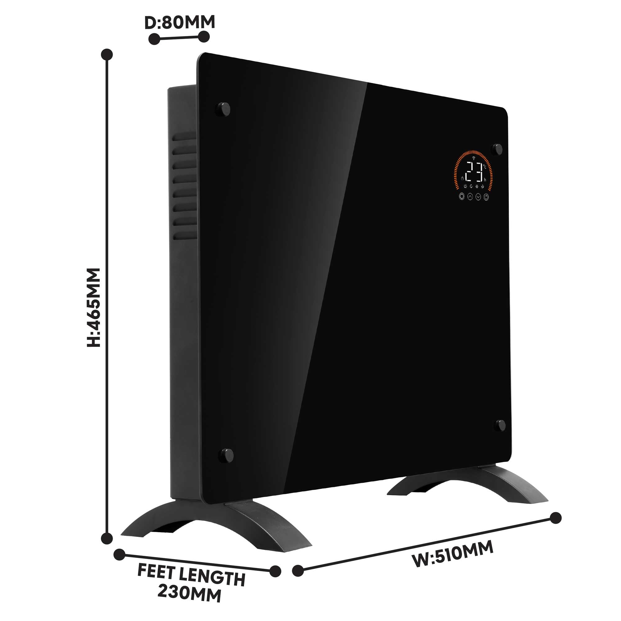Baridi 1000W Smart WiFi Electric Glass Panel Heater with Remote Control & 24/7 Timer - Energy Efficient Space Heater for Bedroom, Office, Living Room - Black (Model DH135)