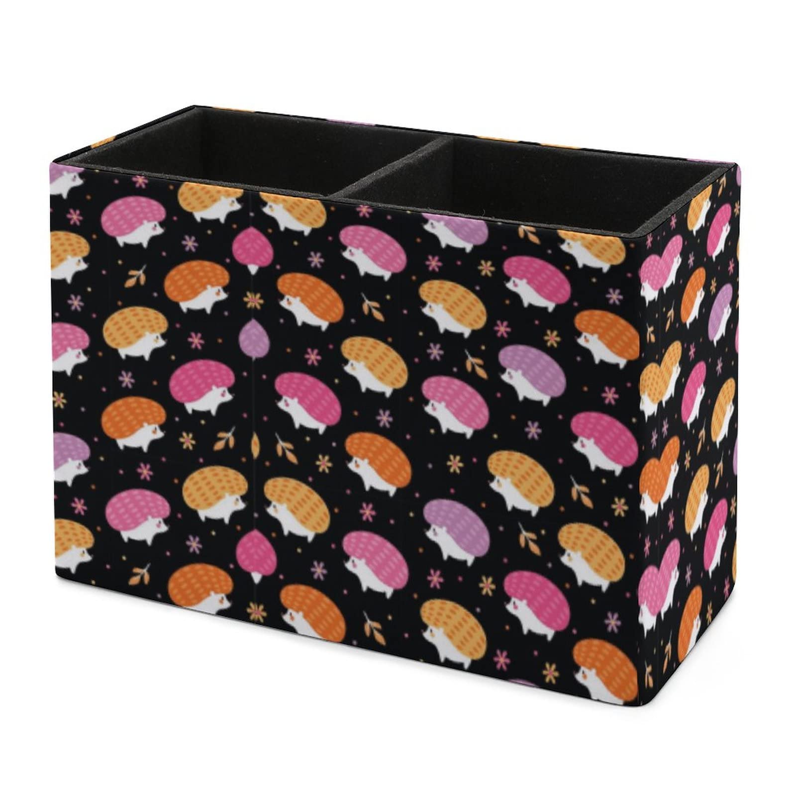Cartoon Hedgehogs PU Leather Pen Holder - Office & School Desk Organizer for Pens, Pencils & Supplies - Cute Desktop Decor for Home, Office or Classroom