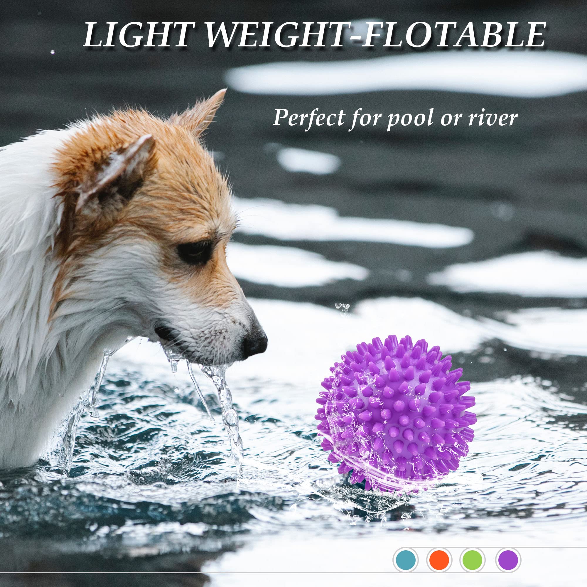 Ousiya 12cm Thickened Squeaky Dog Toy Balls - 4 Pack Durable Spikey Chew Toys for Aggressive Chewers, Medium & Large Dogs - Teeth Cleaning & Training Pet Supplies - Perfect for Outdoor Play, Fetch Games & Interactive Training Sessions