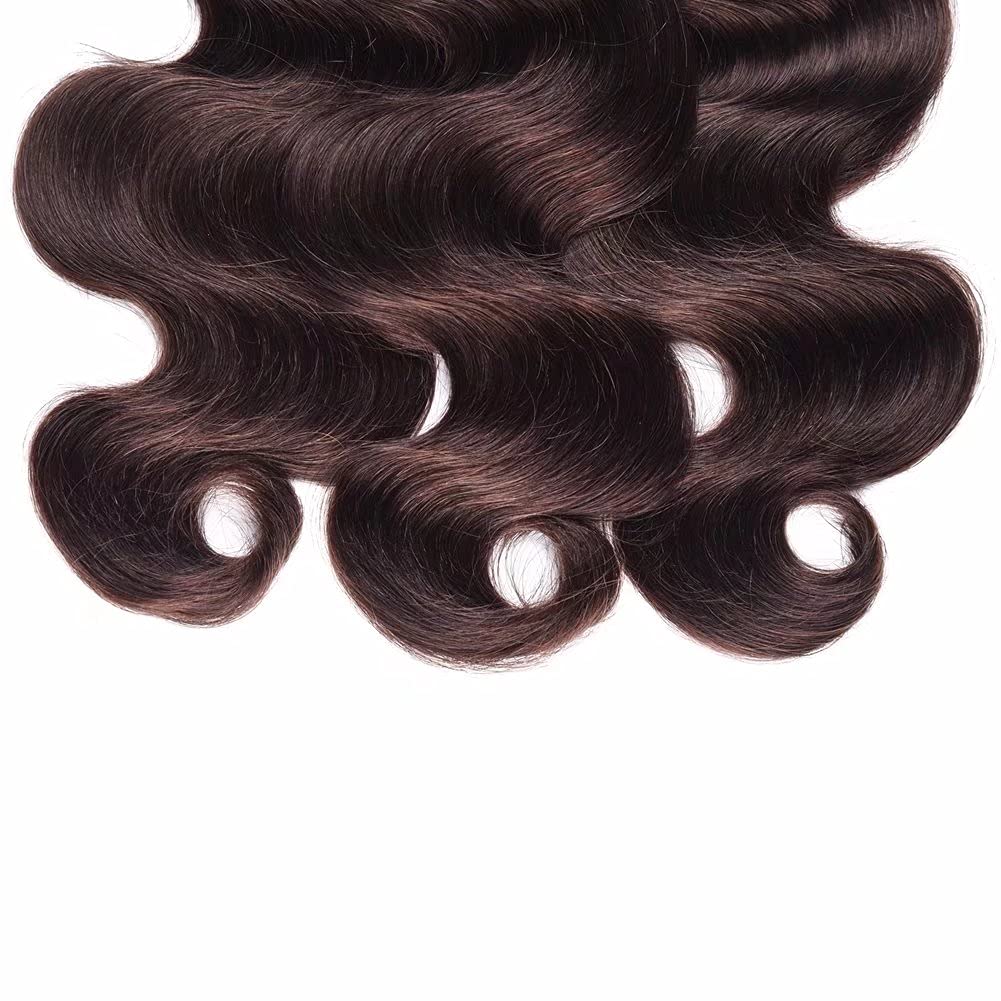FEEL ME Brazilian Virgin Human Hair Bundles (14 16 18 Inch) - 100% Unprocessed Dark Brown Mink Hair Weft Extensions for Natural Weaving | Perfect for Salon Styling, Everyday Wear & Special Occasions