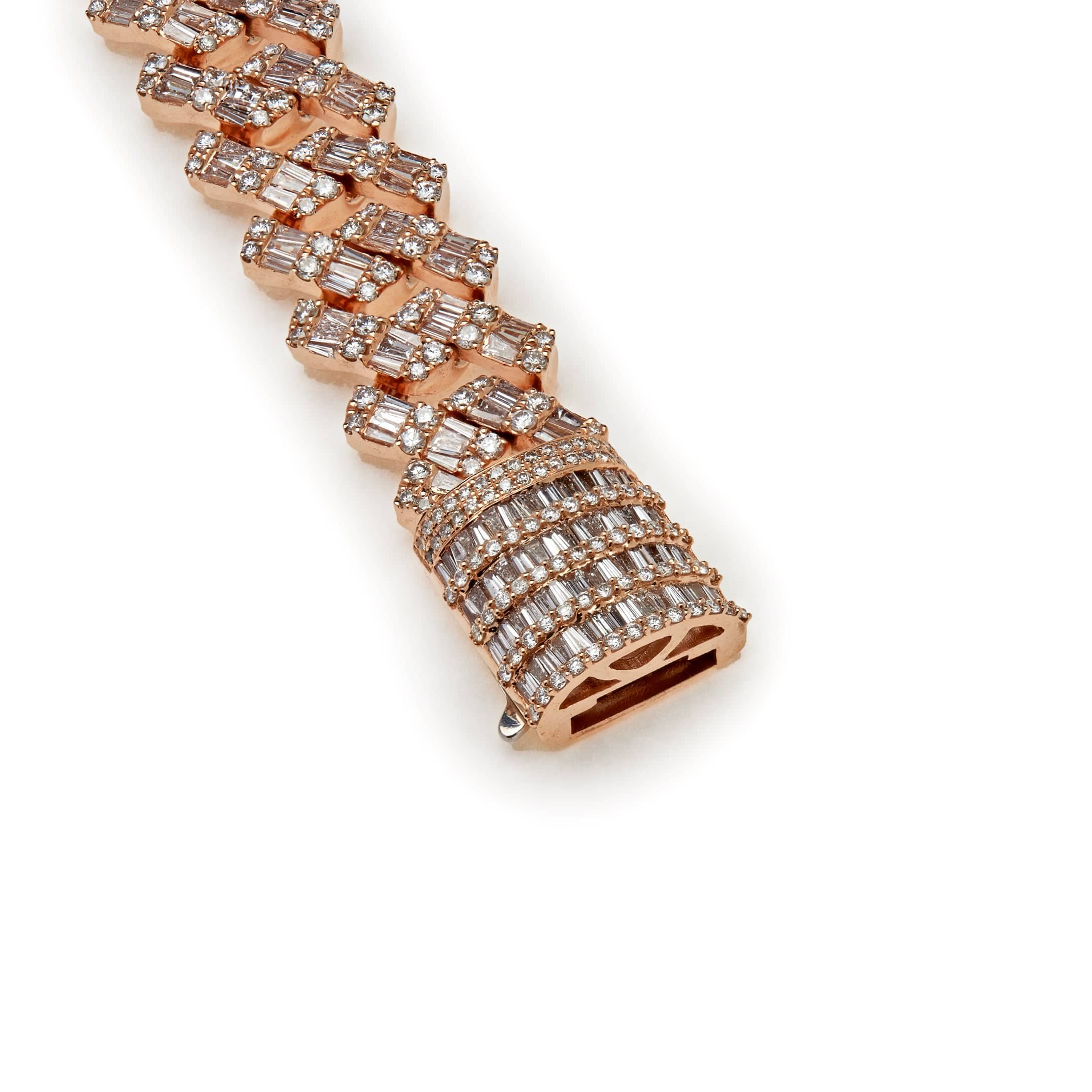 Rose Gold Baguette Diamond Chain Necklace for Men - Elegant Jewelry Gift for Him, Perfect for Weddings, Anniversaries & Special Occasions