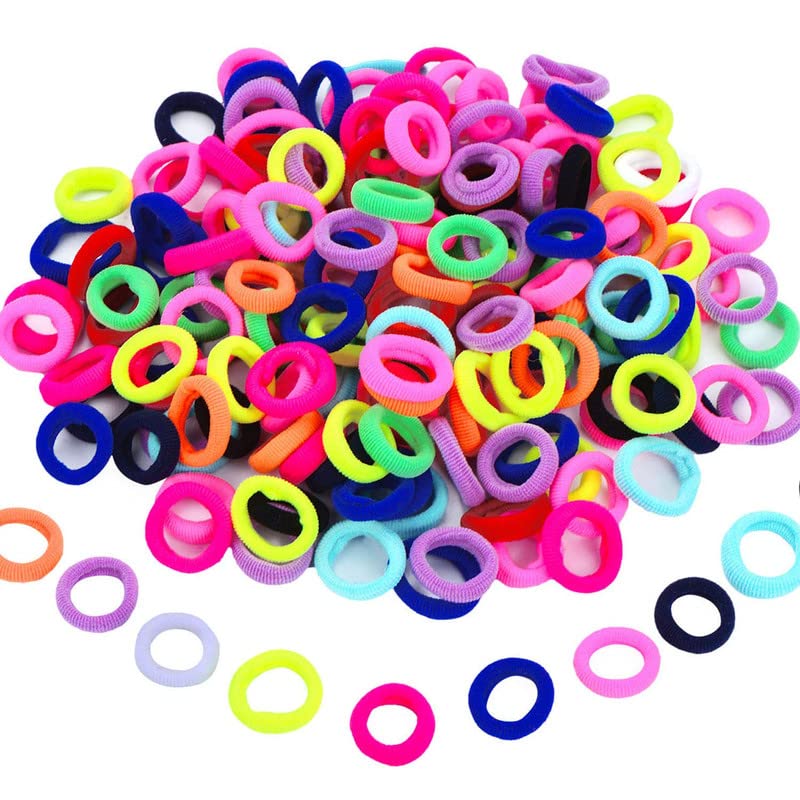 PABULUM 100-Piece Mini Elastic Hair Ties - Soft Tiny Rubber Bands for Girls, Baby & Kids - Colorful Ponytail Holders for School, Sports & Daily Hairstyles