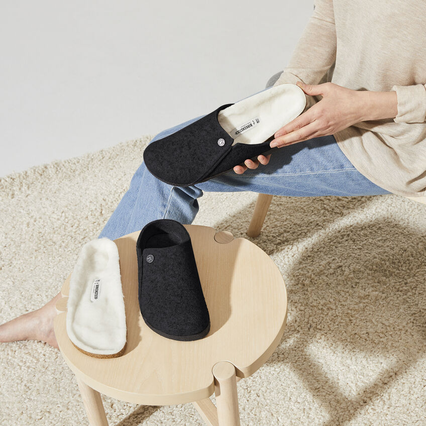 Birkenstock Zermatt Wool Felt Slippers for Men & Women - Cozy Anthracite Gray House Shoes | Perfect for Indoor Comfort, Winter Warmth & Relaxation at Home