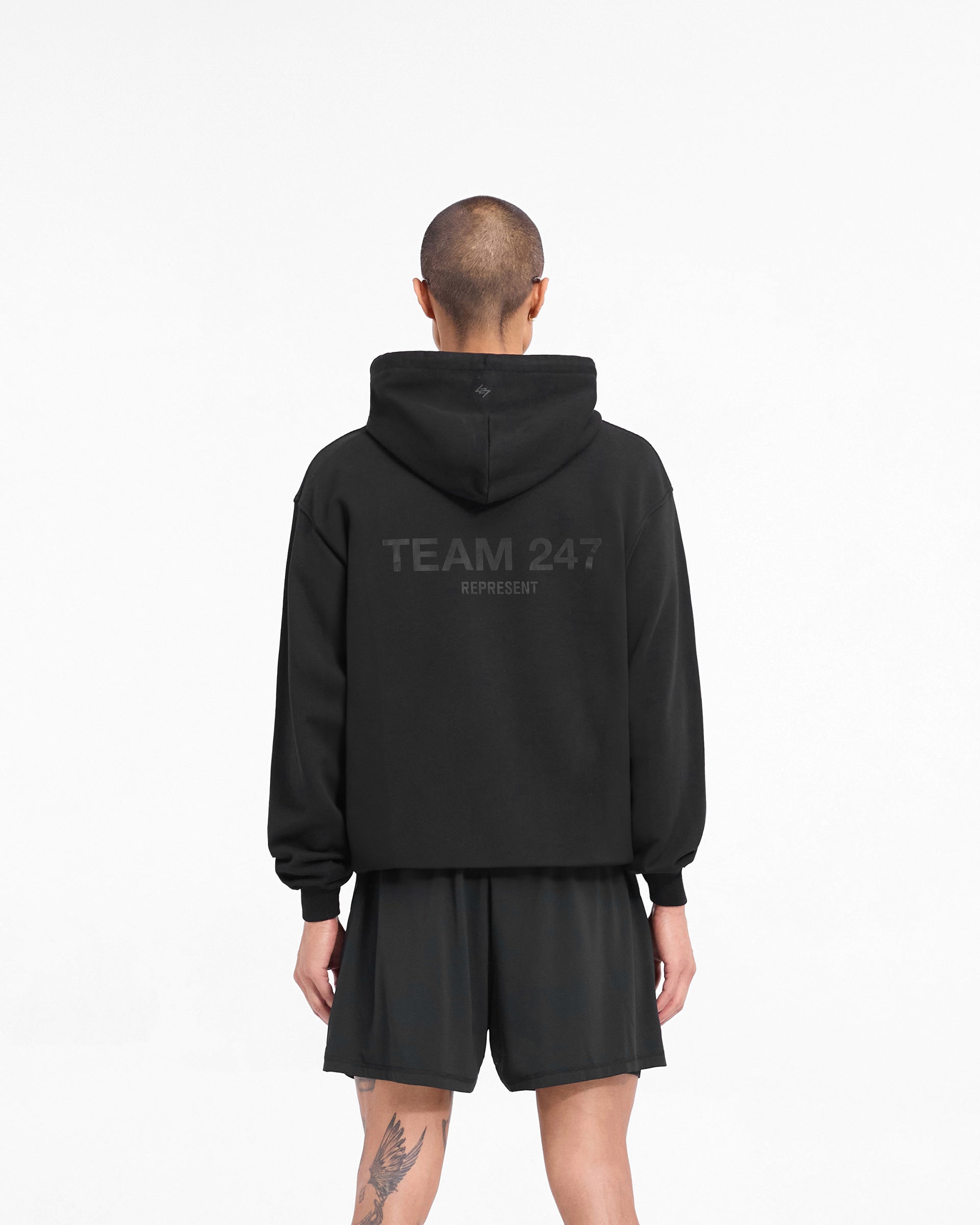 Team 247 Oversized Hoodie for Men & Women - Soft Matte Black Pullover Sweatshirt - Cozy Lounge Wear for Casual Outfits, Streetwear & Winter Comfort