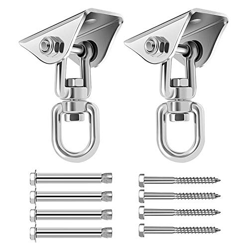 Heavy Duty Swing Hangers Set - Rotary Swing Fixed Plate for Concrete & Wood - Yoga Hammock Chair Hooks - Easy Installation with Sandbag (Silver) - Perfect for Indoor/Outdoor Yoga, Hammock Chairs & Swing Sets