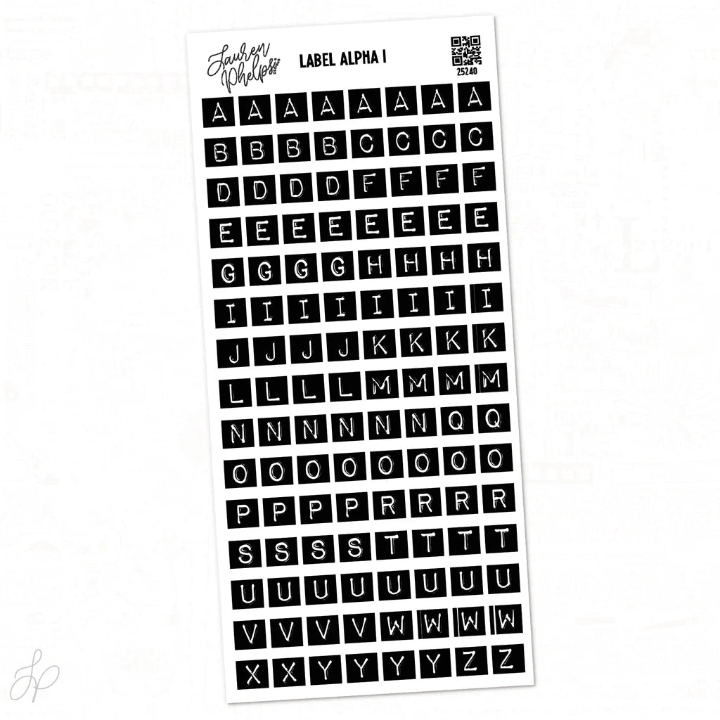 Alpha Black Label Letter Vinyl Sticker Sheet - Waterproof Decals for Laptops, Cars, Tumblers & DIY Crafts - Customizable Alphabet Stickers for Personalization & Scrapbooking