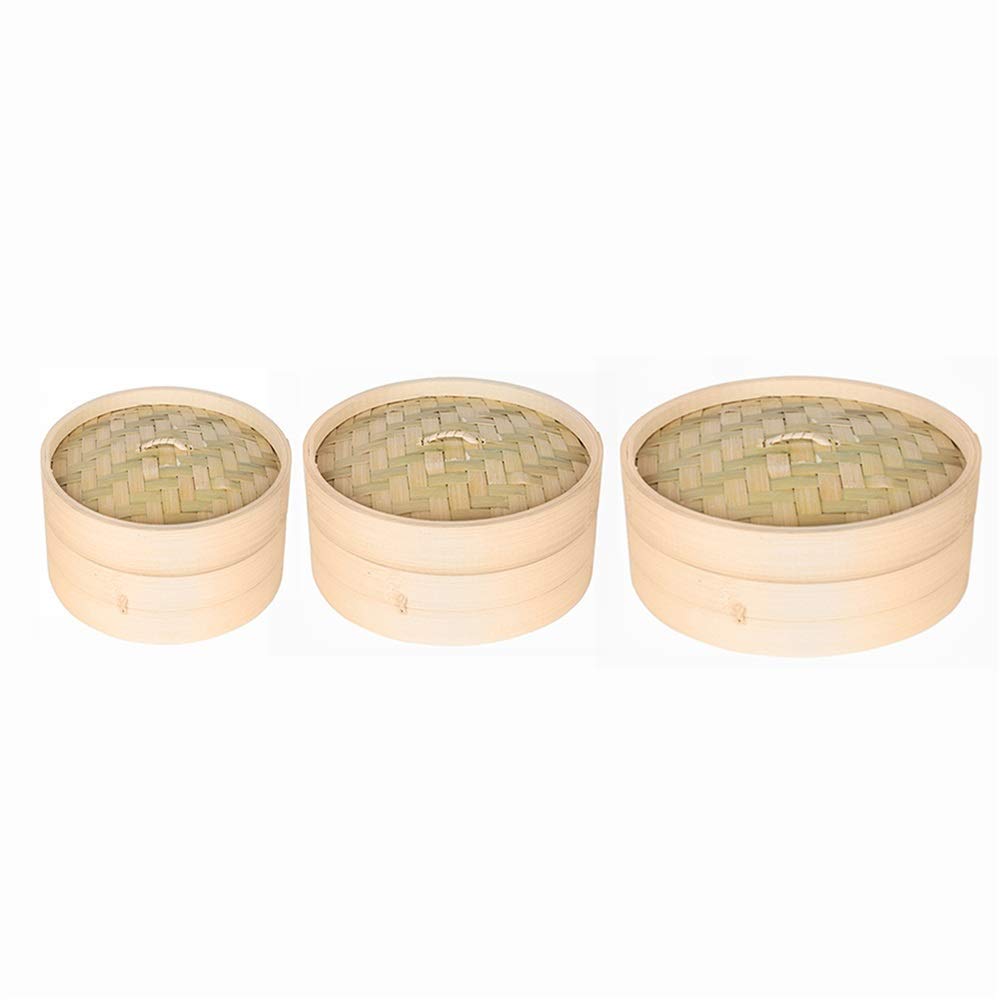 Premium Bamboo Steamer Basket Set - 21cm for Fish, Rice, Vegetables & Snacks | Eco-Friendly Kitchen Cooking Tool with Lid | Perfect for Dim Sum, Meal Prep & Healthy Cooking