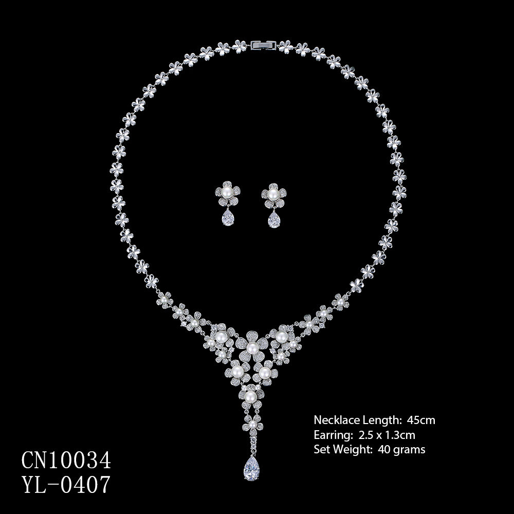 Elegant Cubic Zirconia Bridal Jewelry Set - Necklace & Earrings for Wedding, Engagement & Special Occasions | CN10034 | Perfect Gift for Bride, Bridesmaids & Anniversary Celebrations