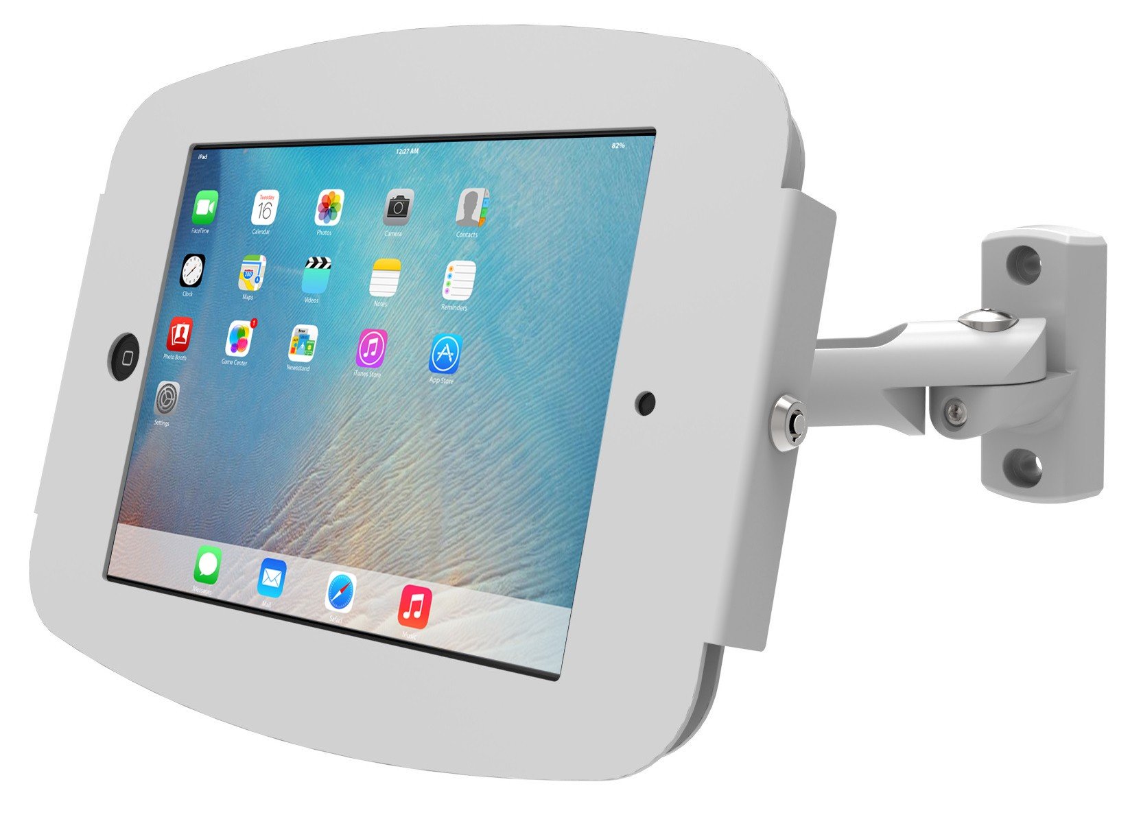 Maclocks 224SENW iPad Wall Mount Enclosure - Compatible with iPad 2/3/4, iPad Air/Air 2, iPad Pro 9.7 & New iPad 9.7 - Secure White Space-Saving Mount for Retail, Kitchen & Office Use